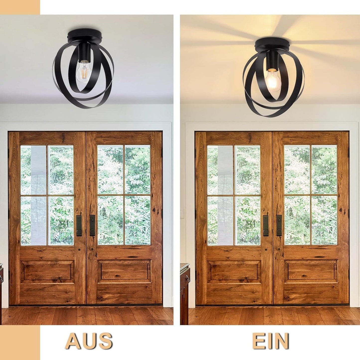 ZMH Deckenleuchte Industrial Schwarz Deckenlampe - Flurlampe Vintage Metall Innen E27 Fassung Retro Schwenkbar Lampenschirm Beleuchtung f¨¹r Flur Gang Korridor Schlafzimmer Esszimmer Max.40W