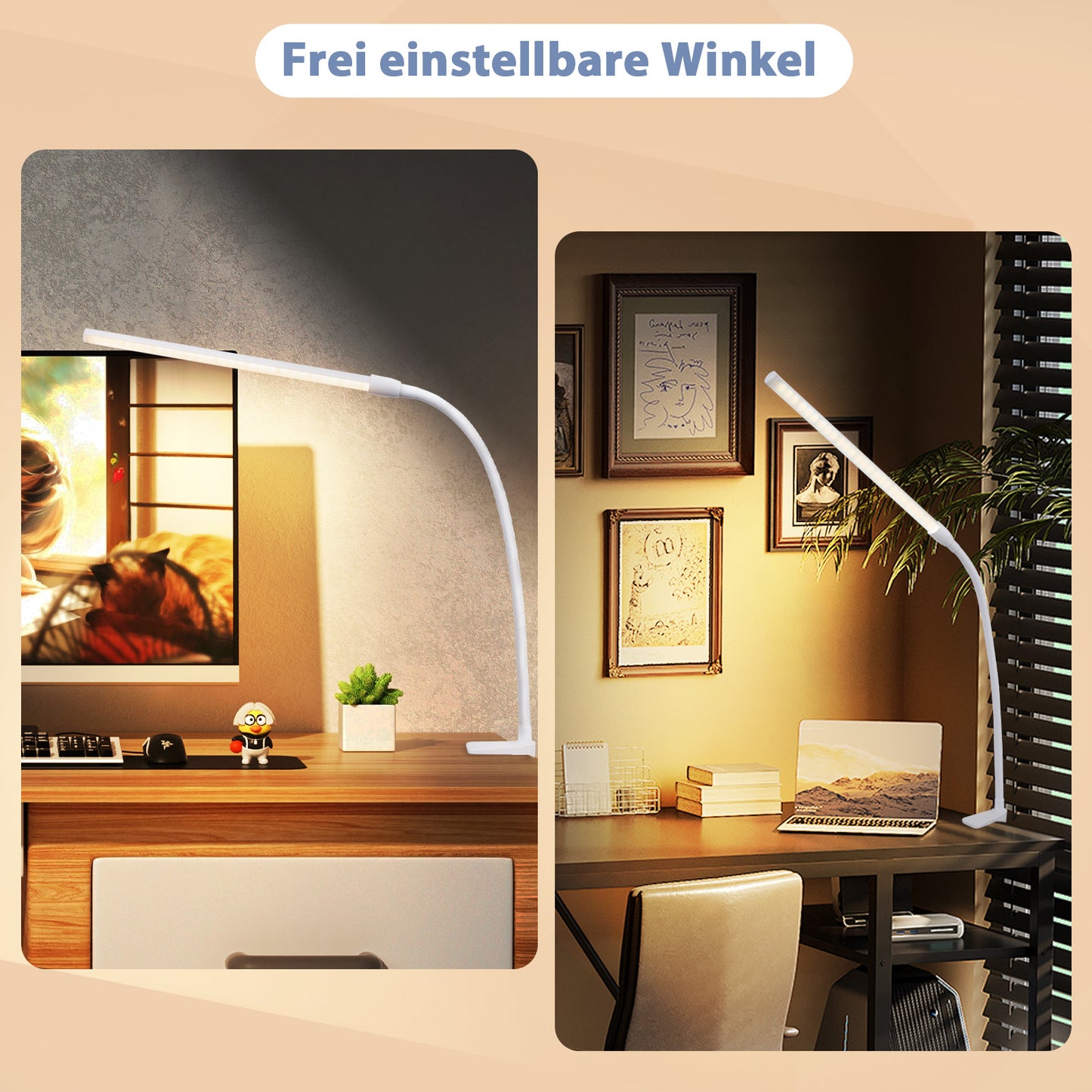 ZMH Schreibtischlampe LED Klemmbar - Wei? Tageslichtlampe Schreibtisch Lampe mit 3 Farbtemperatur und 5 Helligkeitsstufen Tischleuchte USB B¨¹rolampe 5W Arbeitsplatzleuchte Klemmlampe f¨¹r B¨¹ro