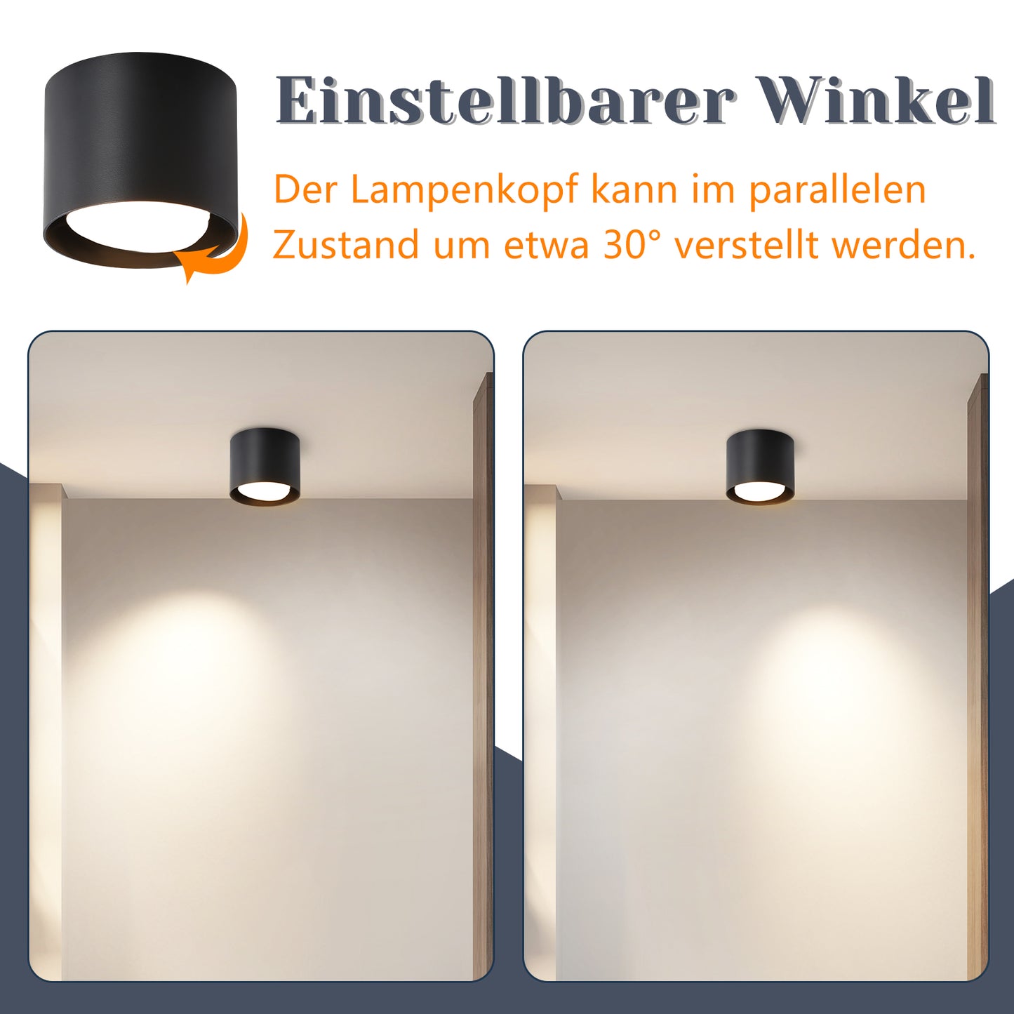 ZMH LED Aufbauspot Schwarz Aufbaustrahler: Deckenspots Rund 5W kleine Deckenleuchte Aufputz GX53 3000K Aufbauleuchte schwenkbar aus Aluminium Deckenstrahler f¨¹r Wohnzimmer Treppenhaus Flur