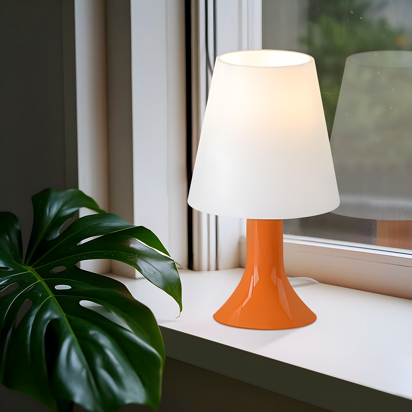 Nachttischlampe Wohnzimmer Tischleuchte mit Kabel - Tischlampe 2er Set Kleine Lampe E14 Tischlampen Orange Moderne Landhausstil f¨¹r Esstisch Schlafzimmer - Ohne Leuchtmittel