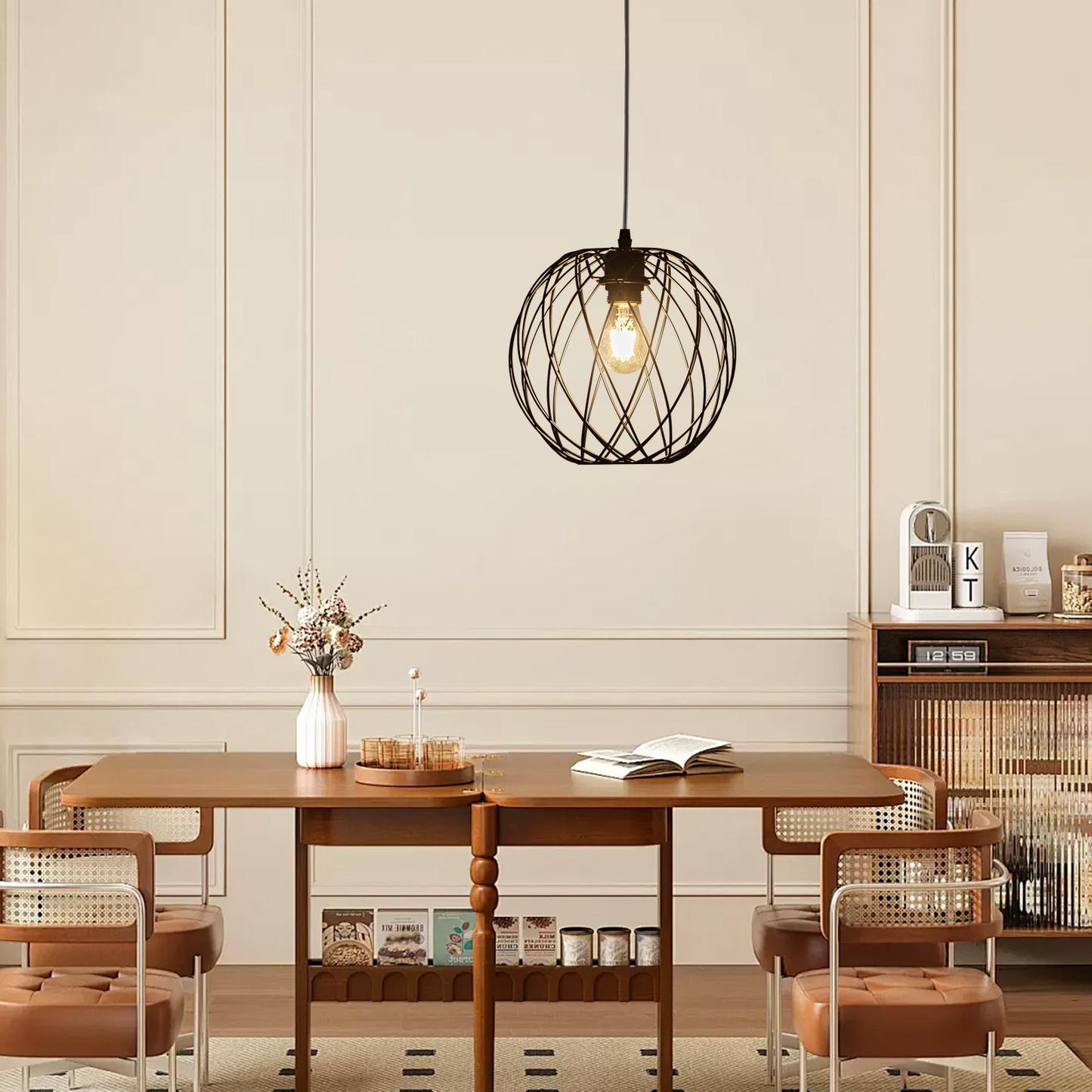 Pendellampe Schwarz H?ngelampe Rund - Pendelleuchte Vintage E27 H?ngeleuchte Retro Industrie Esstischlampe K¨¹chenlampe Wohnzimmer Treppenhaus Flur Ohne Leuchtmittel