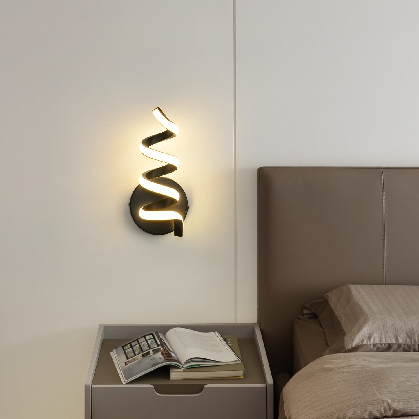 ZMH Wandleuchte Innen LED Schwarz Wandlampe: Treppenhaus Flur Wohnzimmer Schlafzimmer Badezimmer Modern Design Wand Lampe 7W Wandleuchten Warmwei? 3000K
