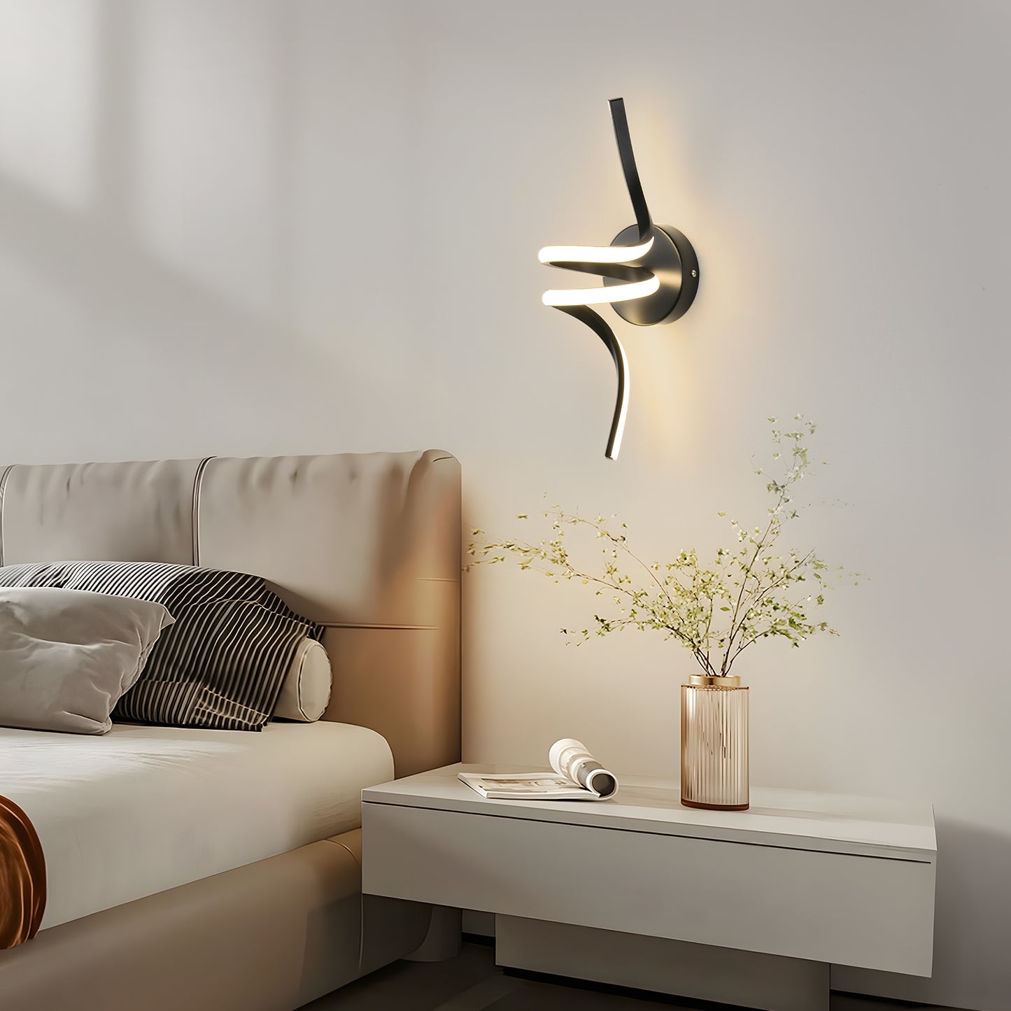 ZMH Wandlampe Innen LED Wandleuchte Schwarz: Wand Lampe f¨¹r Treppenhaus Flur Wohnzimmer Schlafzimmer Balkon Modern Design Aluminium Wandbeleuchtung - 7W Warmwei? 3000K