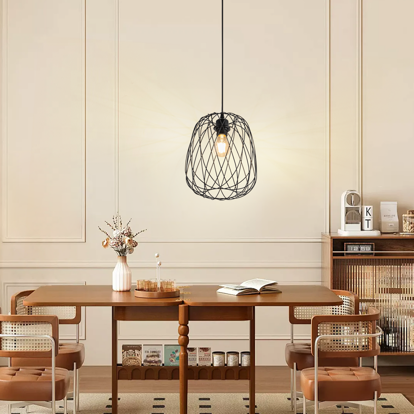 Pendelleuchte Esstisch H?ngeleuchte Vintage - Pendellampe E27 Decken H?ngelampe Schwarz Metall Rund H?ngend wohnzimmerlampe K¨¹che Schlafzimmer Ohne Leuchtmittel