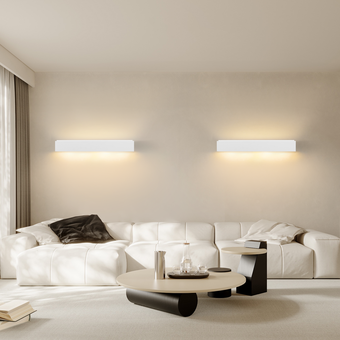 ZMH Wandleuchte Innen Wandlampe Flur - Up and Down Wandleuchten Modern Design G9 Flurlampe Wei? Gipsleuchte Wand Treppenhaus Lampe f¨¹r Wohnzimmer K¨¹che 52CM - Ohne Leuchtmittel