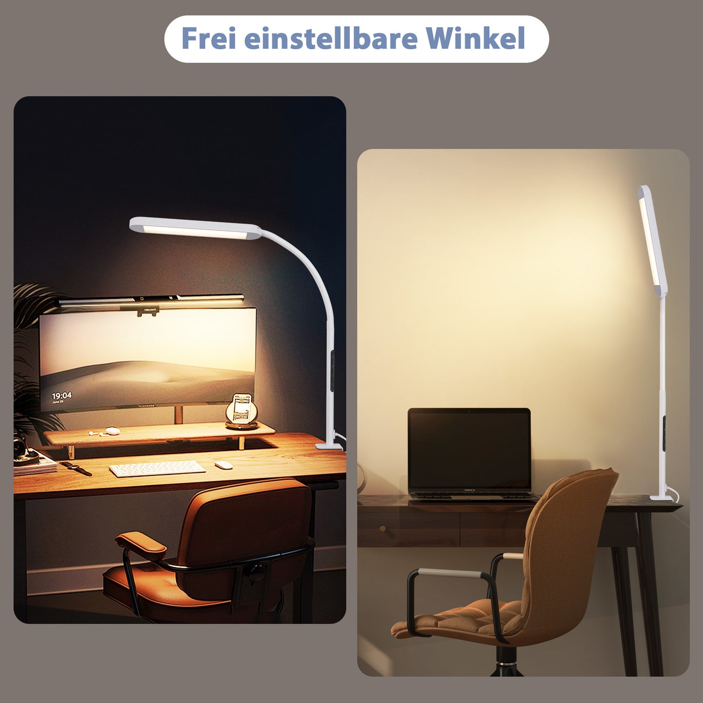 ZMH Schreibtischlampe LED Dimmbar - Klemmbar Tischlampe mit Stecker B¨¹rolampe Tageslichtlampe Wei? 5 Farbtemperatur-Helligkeitsstufen 11W Arbeitsplatzleuchte mit Timerfunktion Nachtlicht-Modus