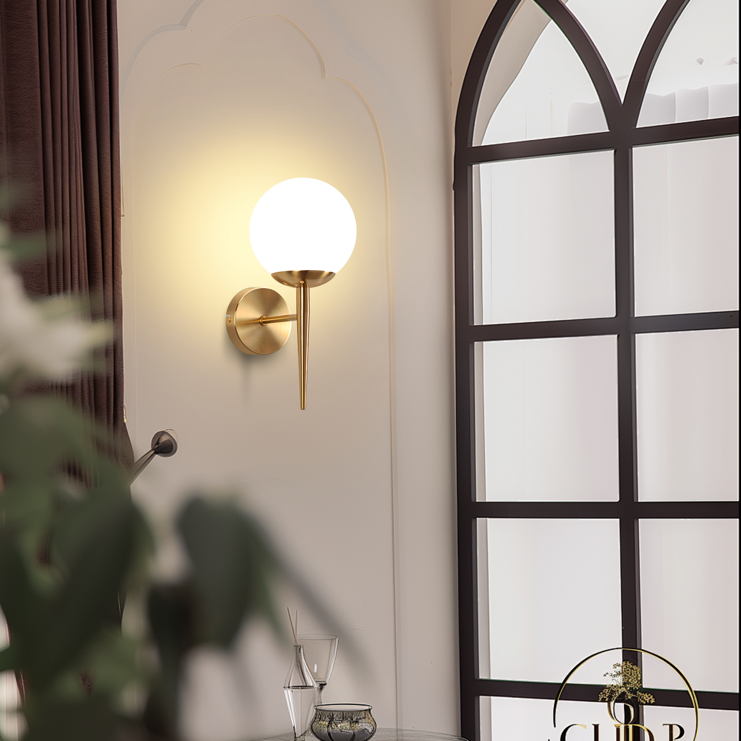 Wandleuchte Innen Wandlampe Schlafzimmer - Wandbeleuchtung Glaskugel Treppenhaus Gold Vintage Flurlampe Badezimmer Glas Lampenschirm Modern Design E27 Beleuchtung f¨¹r Flur Bad - Ohne Leuchtmittel