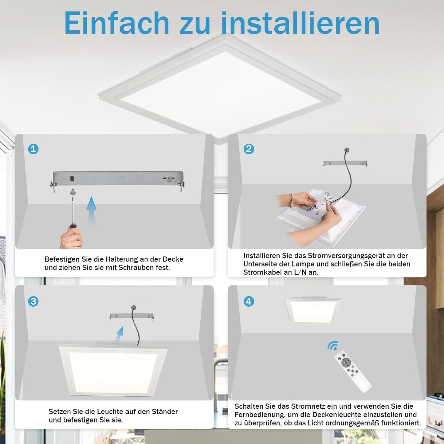 ZMH LED Deckenleuchte RGB Farbwechsel - Deckenlmape Dimmbar 24W Wei? mit Fernbedienung Eckig Deckenbeleuchtung Hintergrundbeleuchtung ?45CM f¨¹r Wohnzimmer Schlafzimmer K¨¹che Kinderzimmer