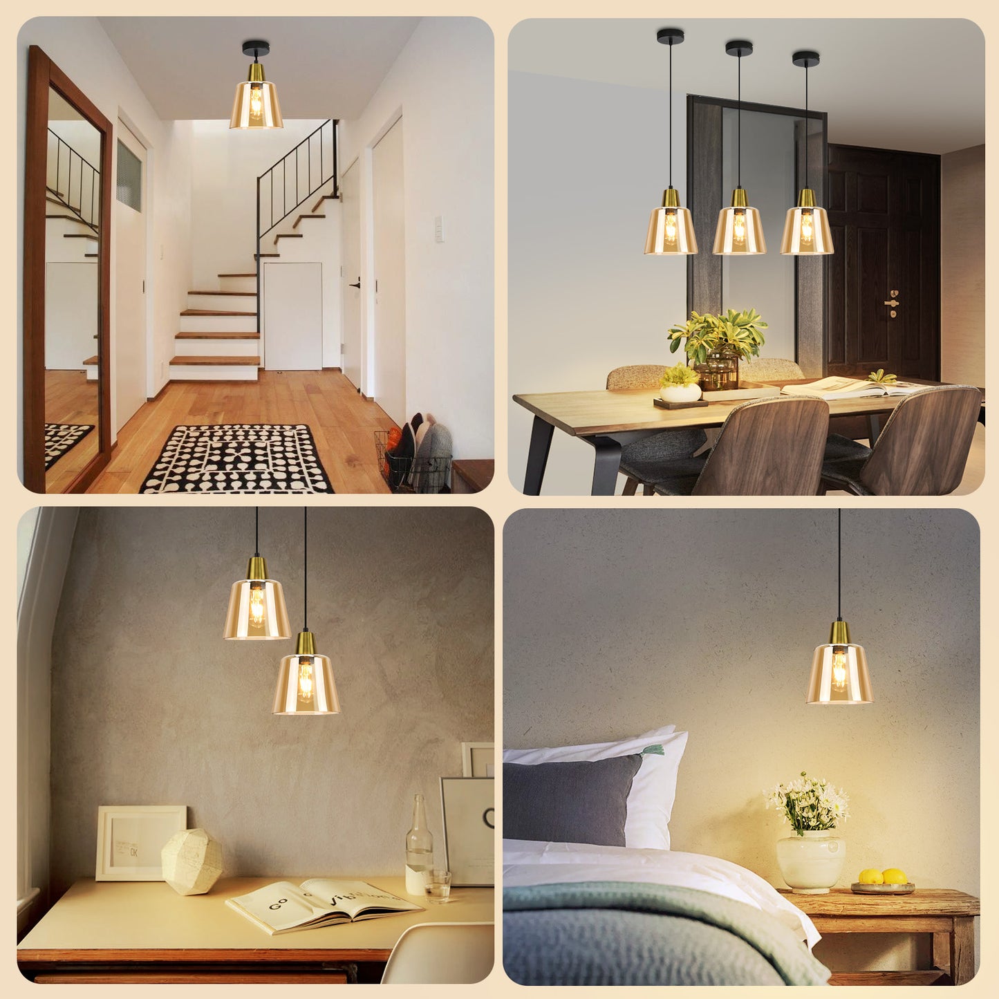 Pendelleuchte Esstisch H?ngelampe Wohnzimmer - Esstischlampe Glas E27 H?ngeleuchte Schlafzimmer 1 Flammig Pendellampe Vintage Retro Esszimmerlampe Transparent f¨¹r K¨¹che Hotel(ohne Leuchtmittel)