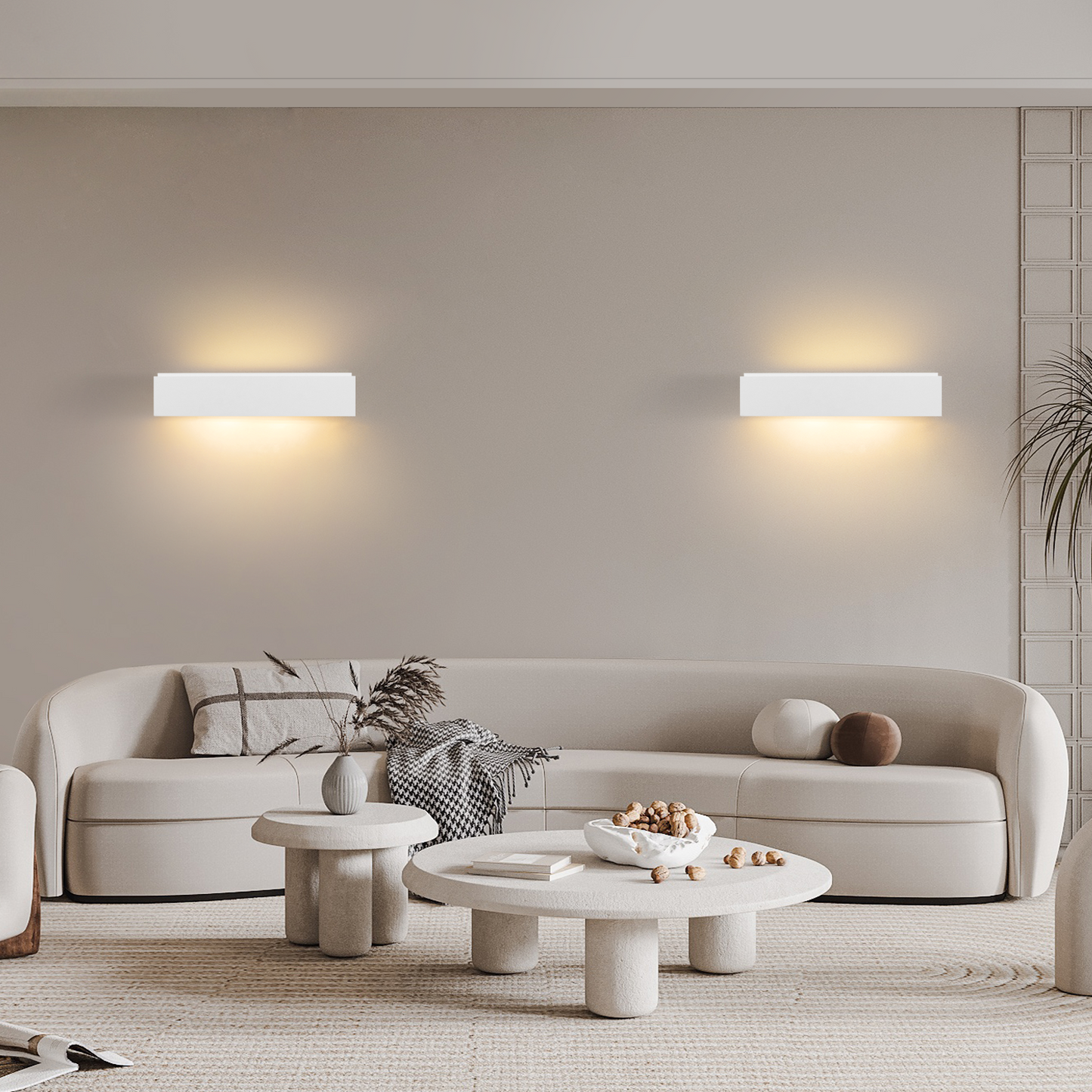 ZMH Wandleuchte Innen Wandlampe Flur - Up and Down Wandleuchten Modern Design G9 Flurlampe Wei? Gipsleuchte Wand Treppenhaus Lampe f¨¹r Wohnzimmer K¨¹che 35.5CM - Ohne Leuchtmittel