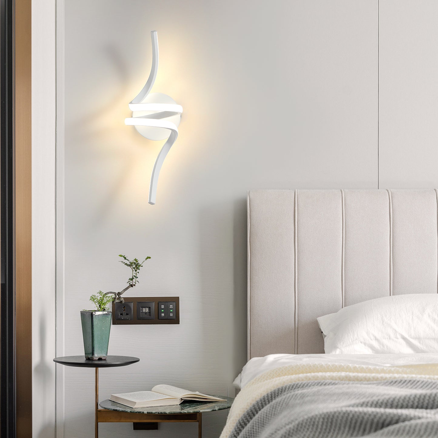 ZMH Wandlampe Innen LED Wandleuchte Modern: Wand Lampe f¨¹r Treppenhaus Flur Wohnzimmer Schlafzimmer Balkon Wei? Design Aluminium Wandbeleuchtung - 7W Warmwei? 3000K