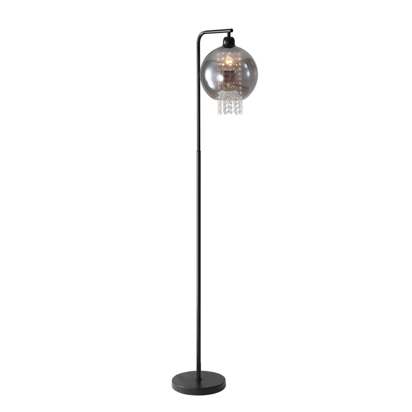 ZMH Stehlampe Wohnzimmer Stehleuchte Schlafzimmer - E27 Standleuchte Rauchgrau Gro? Standlampe Modern mit Fu?schalter Design Glaskugel Glas Kristall f¨¹r B¨¹ro Sofa Kinderzimmer Hotel(Ohne Leuchtmittel)