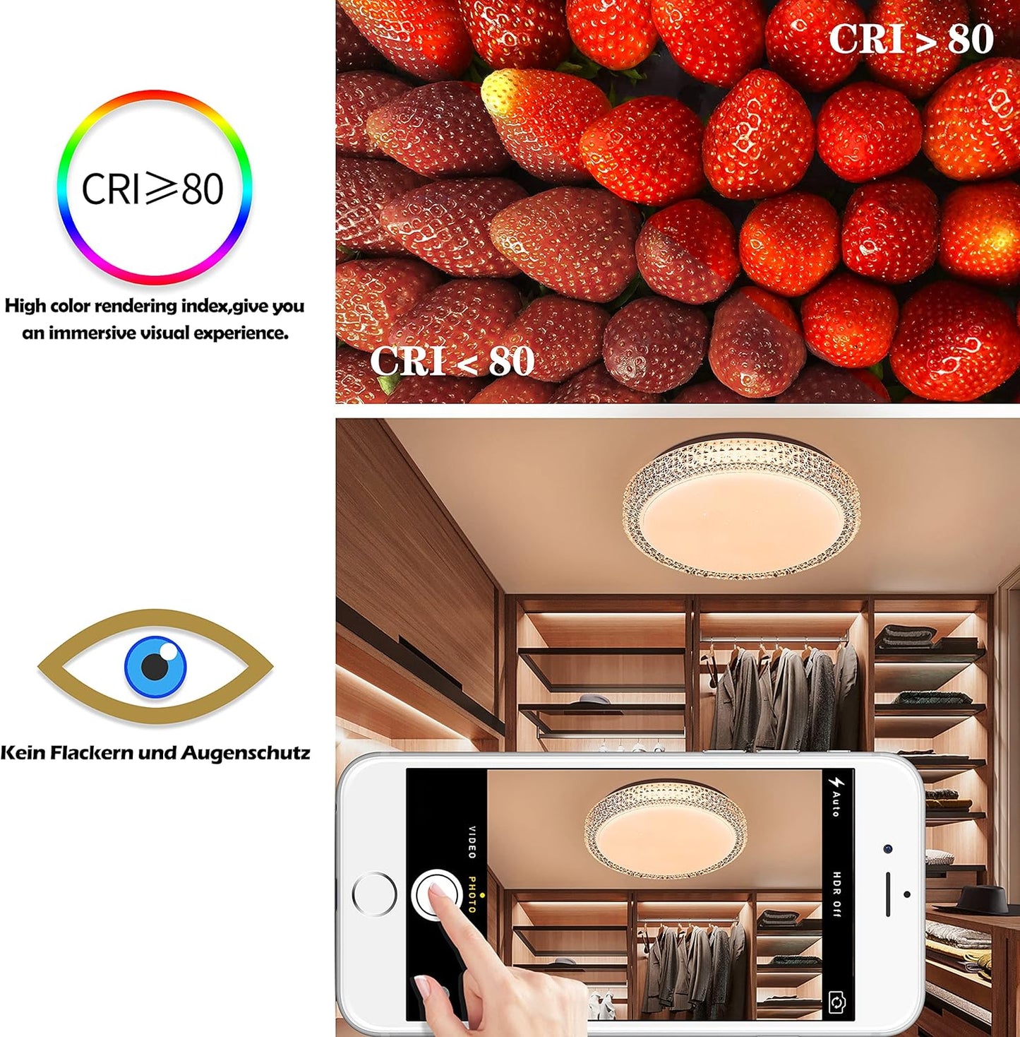 ZMH LED Deckenleuchte Dimmbar Deckenlampe mit Fernbedienung - 18W Schlafzimmerlampe mit Fernbedienung ?30cm Kristall Modern Sternenhimmel Rund Deckenbeleuchtung f¨¹r Schlafzimmer Wohnzimmer K¨¹che Flur
