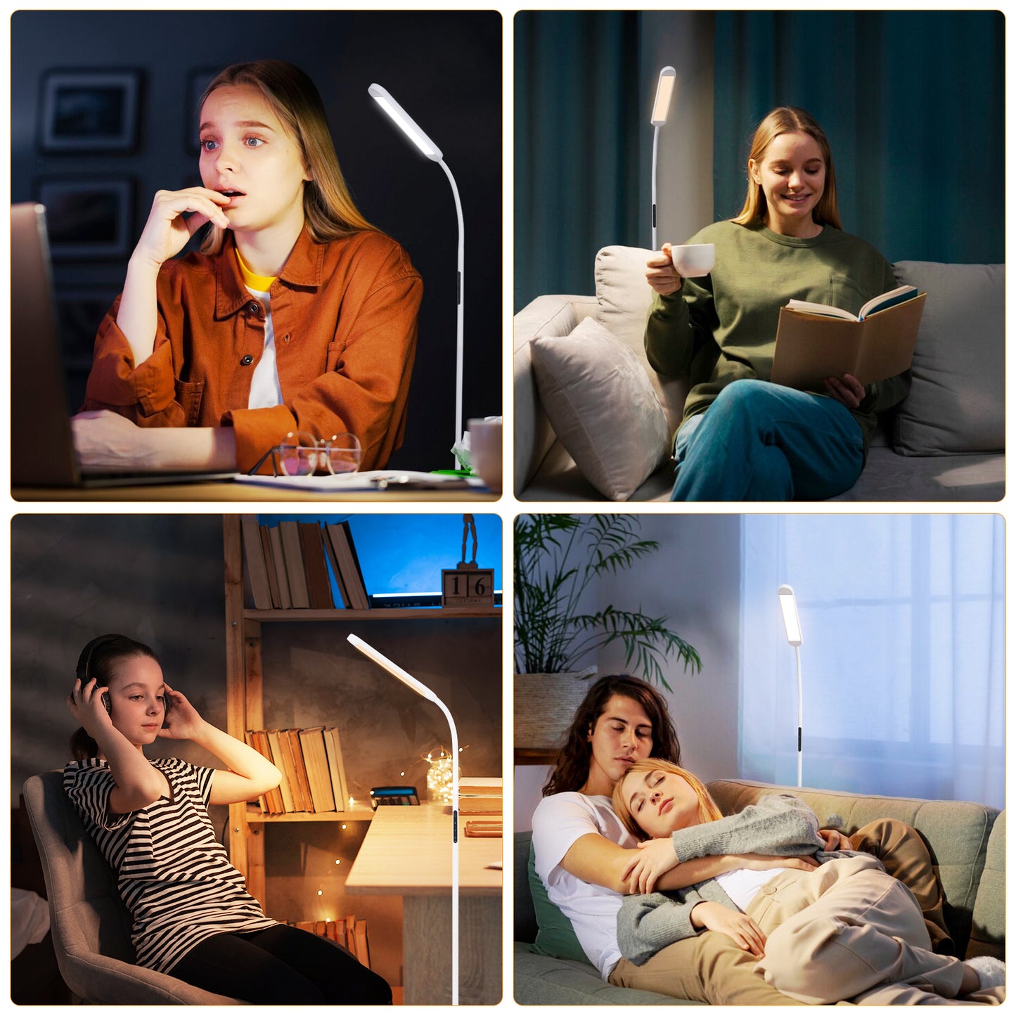 ZMH LED Stehlampe Dimmbar Standleuchte - Standleuchte 11W Wei? 3000K-6500K 5 Farbtemperaturen 5 Helligkeiten Drehbar Leselampe Touch Control 1H Timer Bodenlampe f¨¹r Wohnzimmer Kinderzimmer Sofa