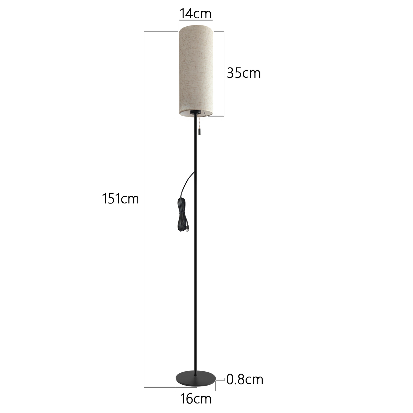 ZMH Stehlampe Wohnzimmer Dimmbar Stehleuchte: LED Standleuchte 3 Farbtemperaturen Vintage Beige Lampenschirm Standlampe mit Seilzugschalter Retro Stoff Leselampe f¨¹r Schlafzimmer Esszimmer B¨¹ro