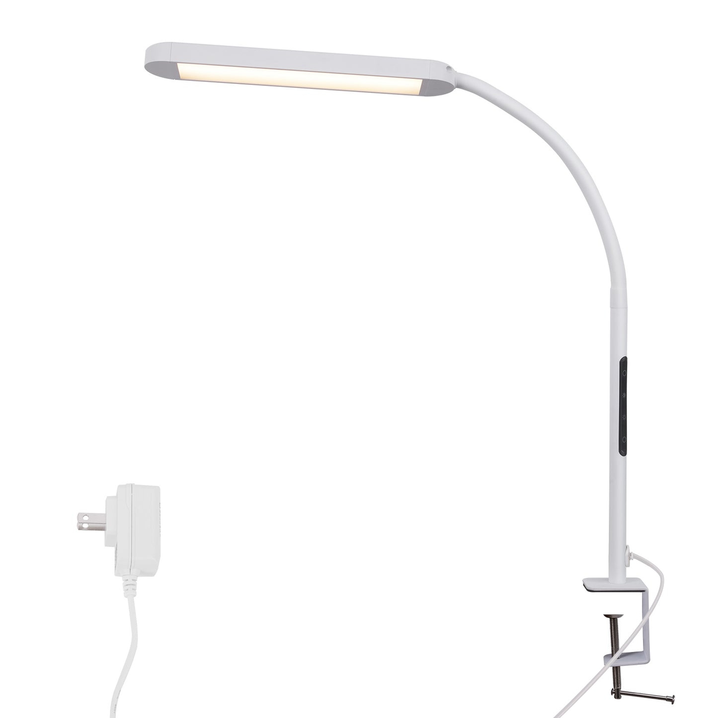 ZMH Schreibtischlampe LED Dimmbar - Klemmbar Tischlampe mit Stecker B¨¹rolampe Tageslichtlampe Wei? 5 Farbtemperatur-Helligkeitsstufen 11W Arbeitsplatzleuchte mit Timerfunktion Nachtlicht-Modus