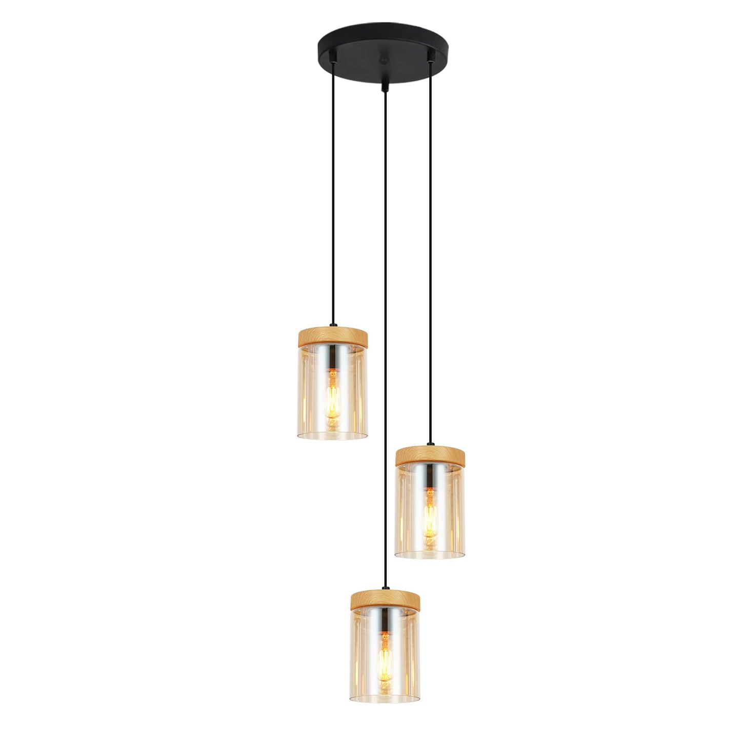 Pendelleuchte Esstisch Esszimmerlampe H?ngend - H?ngelampe Wohnzimmer Glas Esstischlampe Schlafzimmer 3 Flammig E27 H?ngeleuchte Vintage Pendellampe H?henverstellbar f¨¹r K¨¹che(ohne Leuchtmittel)