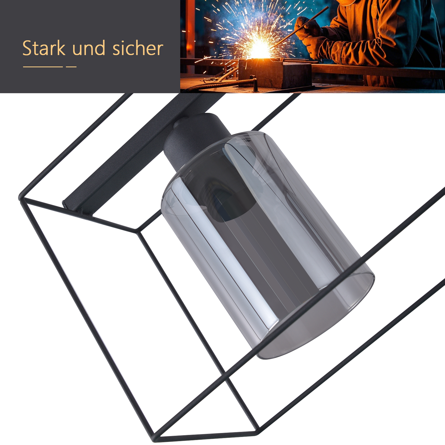 Pendelleuchte Esstisch H?ngelampe Vintage - Rauchschwarz Glas H?ngeleuchte 3 Flammig E27 Esstischlampe H?ngend Metall Retro Esszimmerlampe Industrial f¨¹r Esszimmer k¨¹che (ohne Leuchtmittel)
