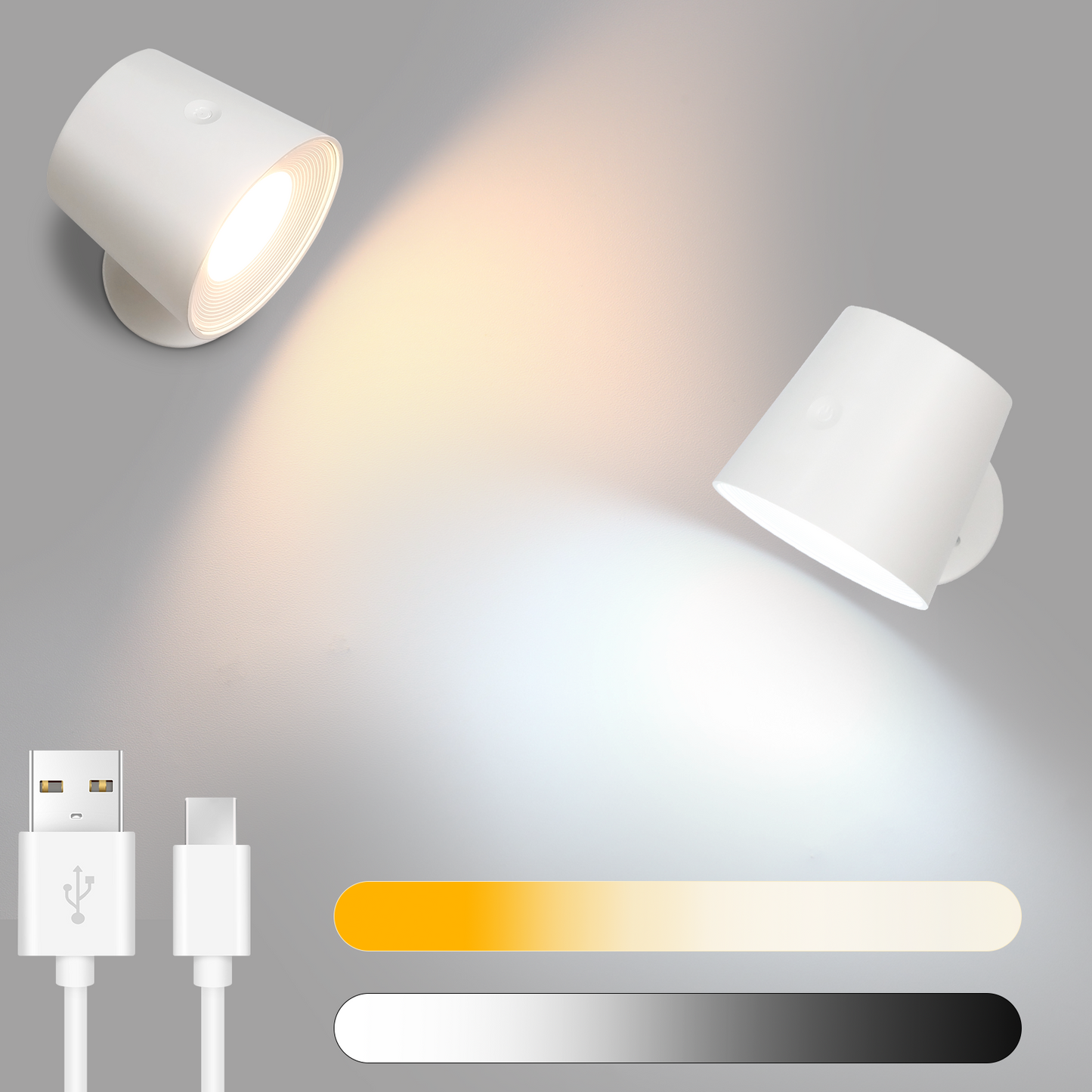 ZMH Wandleuchte Innen Ohne Stromanschluss: LED Wandlampe mit Schalter Akku Leselampe Wei? Kabellos Wandbeleuchtung Touch Dimmbar Wandlicht Batteriebetrieben Wandstrahler f¨¹r Schlafzimmer Flur