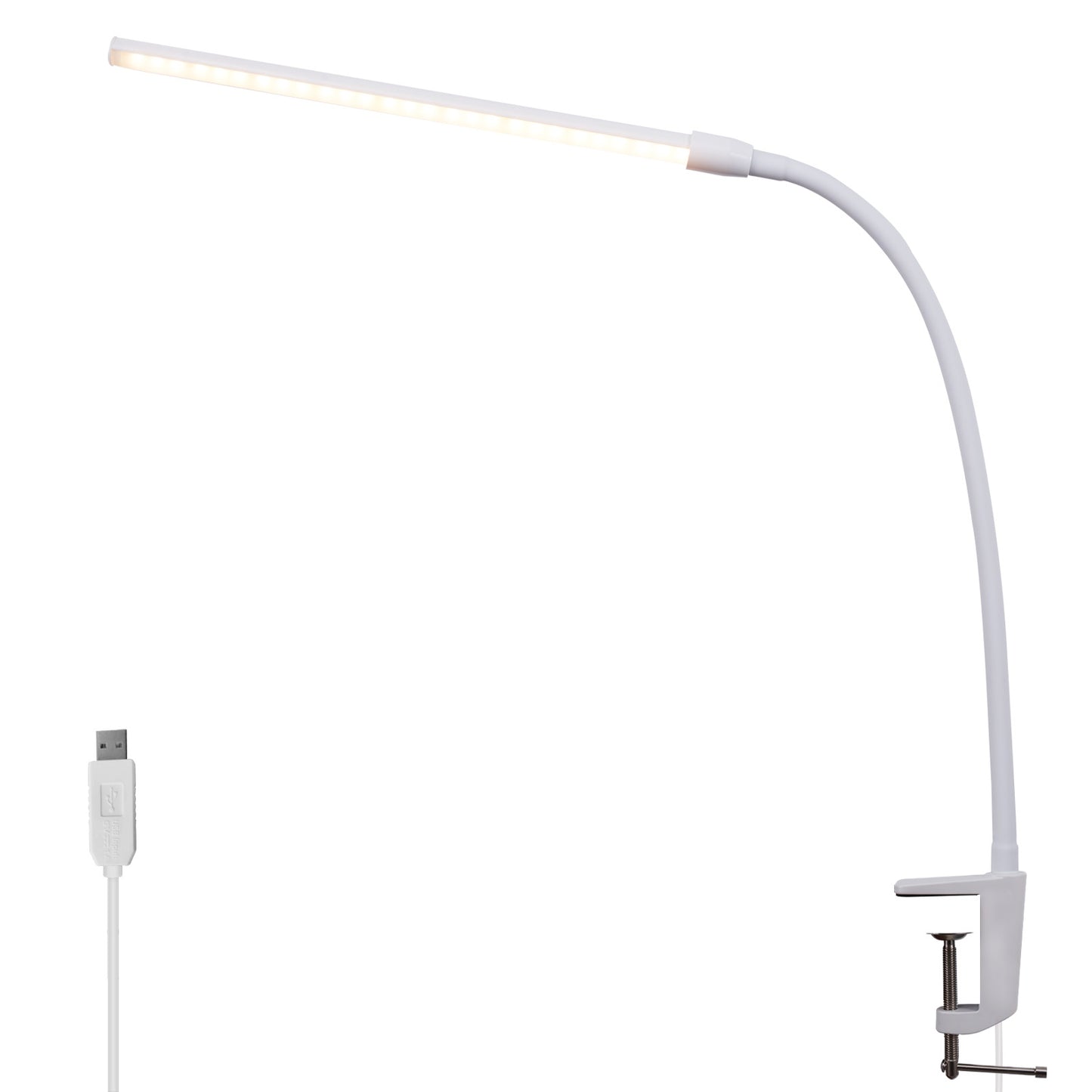 ZMH Schreibtischlampe LED Klemmbar - Wei? Tageslichtlampe Schreibtisch Lampe mit 3 Farbtemperatur und 5 Helligkeitsstufen Tischleuchte USB B¨¹rolampe 5W Arbeitsplatzleuchte Klemmlampe f¨¹r B¨¹ro