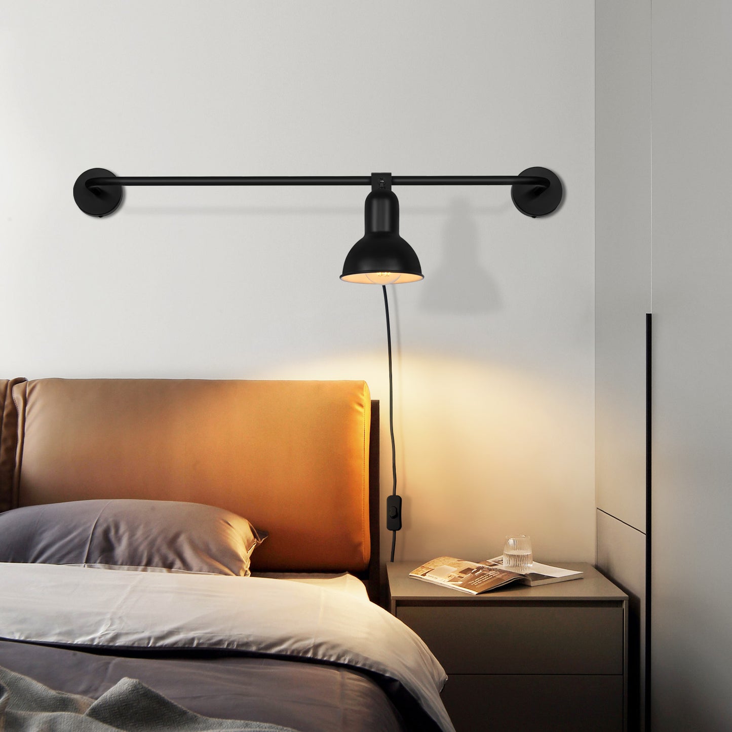 ZMH Wandleuchte innen Wandlampe Schwarz - E27 Vintage Metall Flurlampe Schwenkbar Design Treppenhauslampe Indirekt Wandbeleuchtung mit Schalter f¨¹r Wohnzimmer Schlafzimmer Flur Treppenhaus Bett
