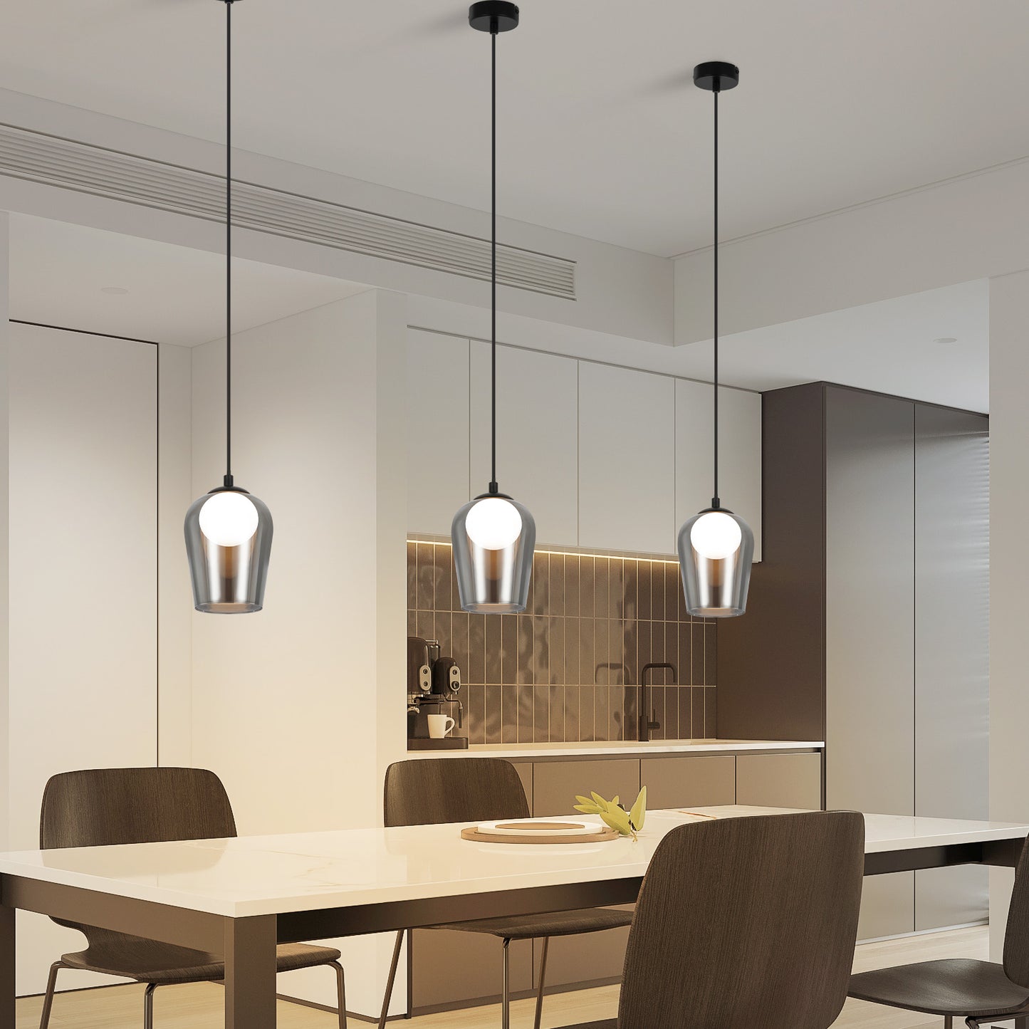 Pendelleuchte Schlafzimmer H?ngelampe Schwarz - 1 Flammig H?ngeleuchte Glas Esstischlampe H?ngend G9 Nachtisch Pendellampe H?henverstellbar f¨¹r Wohnzimmer Esstisch Flur (ohne Leuchtmittel)