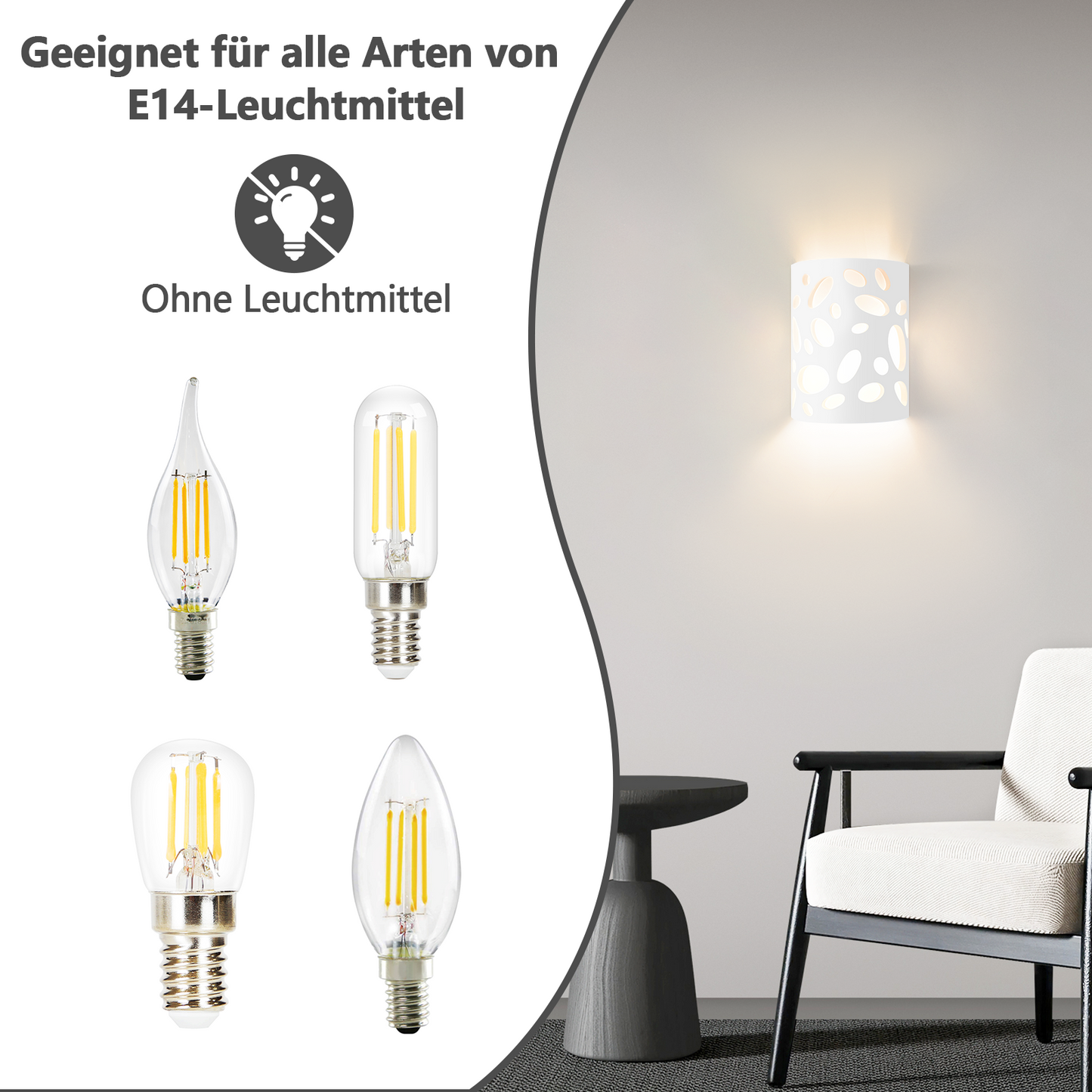 ZMH Wandleuchte Innen Wandlampe Flur - Up and Down Leuchten Modern Design Wandleuchten E14 Flurlampe Wei? Gipsleuchte Treppenhaus Wandlicht f¨¹r Wohnzimmer K¨¹che - Ohne Leuchtmittel