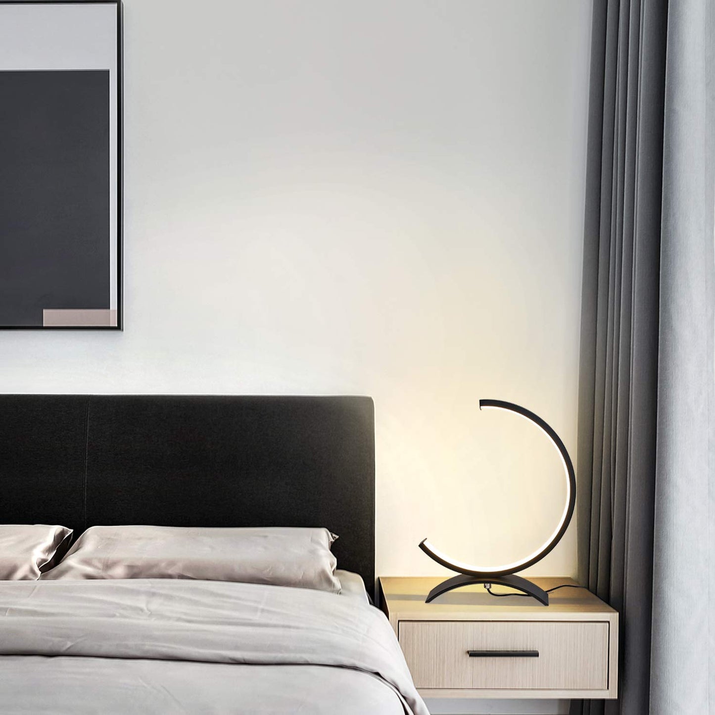 ZMH Led Tischlampe Dimmbar Nachttischlampe - Schwarz Tischleuchte aus Metall Design 7W Modern Nachttischleuchte Leselampe mit 3M Kabel f¨¹r Wohnzimmer Schlafzimmer Nachttisch Tisch