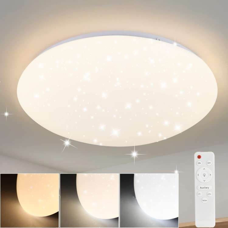 ZMH Deckenlampe LED Deckenleuchte Schlafzimmer - 37W Schlafzimmerlampe Sternenhimmel Dimmbar mit Fernbedienung ?30cm K¨¹chenlampe Deckenbeleuchtung Rund Flurlampe f¨¹r Kinderzimmer K¨¹che Flur Wohnzimmer