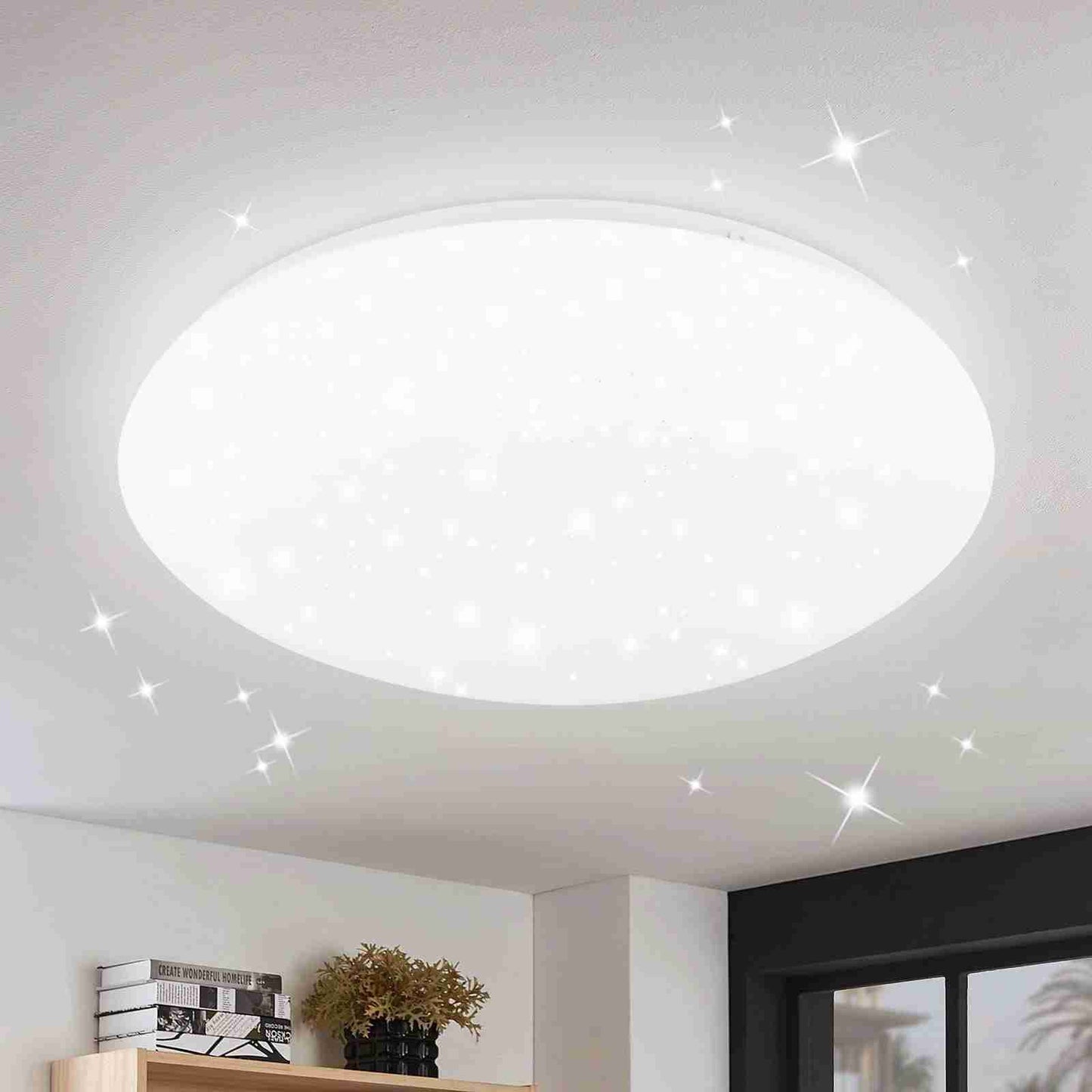 ZMH Deckenlampe LED Deckenleuchte Schlafzimmer - ?30cm Schlafzimmerlampe Sternenhimmel Kaltwei? 18W Badezimmer Deckenbeleuchtung IP44 Wasserdicht Badlampe Rund f¨¹r Bad K¨¹che Kinderzimmer Flur