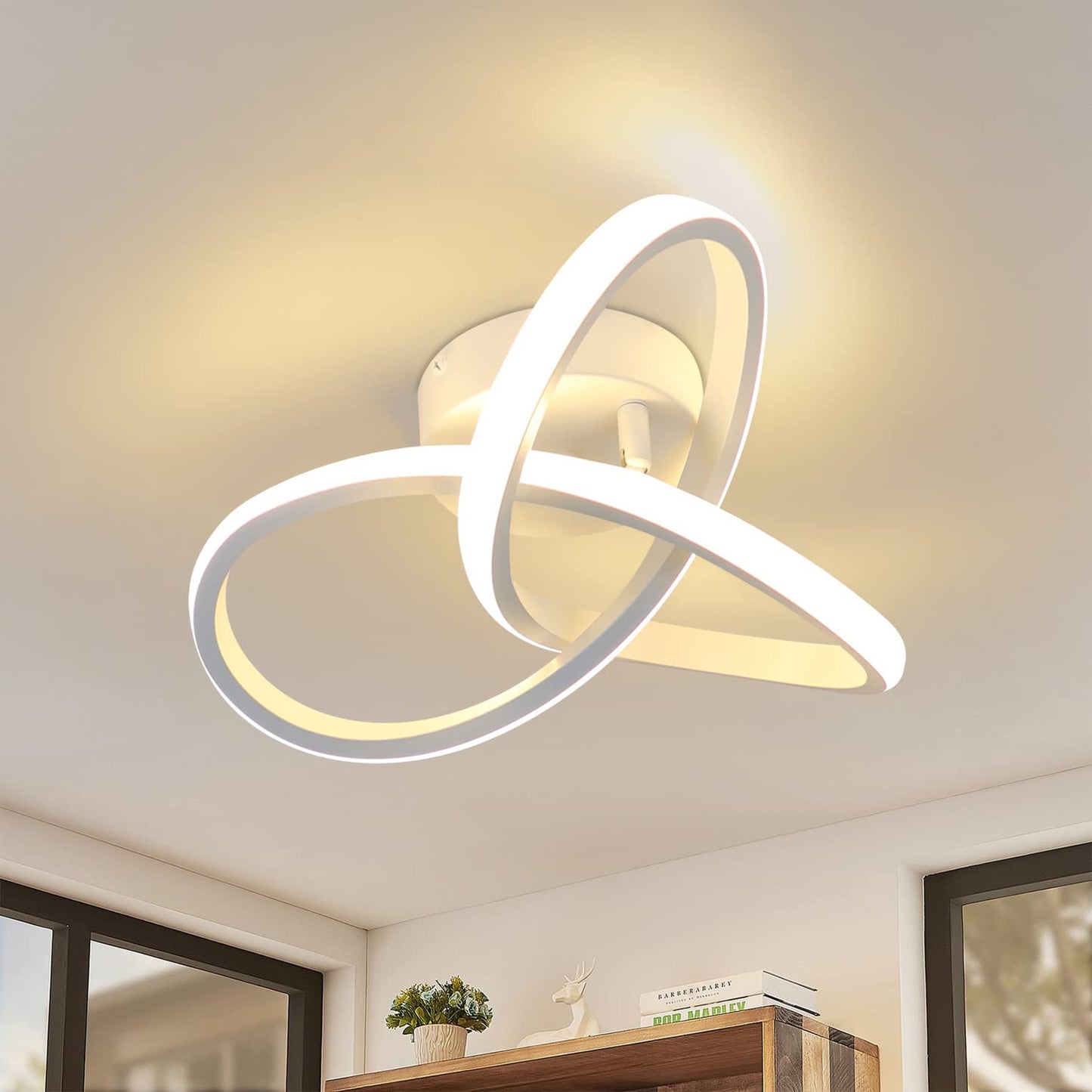 ZMH LED Deckenleuchte Warmwei? Deckenlampe Klein - 19W 1400LM Flurlampe Modern K¨¹chenlampe Schwarz-Wei? Geometrie Design Lampe f¨¹r Schlafzimmer K¨¹che Wohnzimmer Flur Eingang Korridor Studio