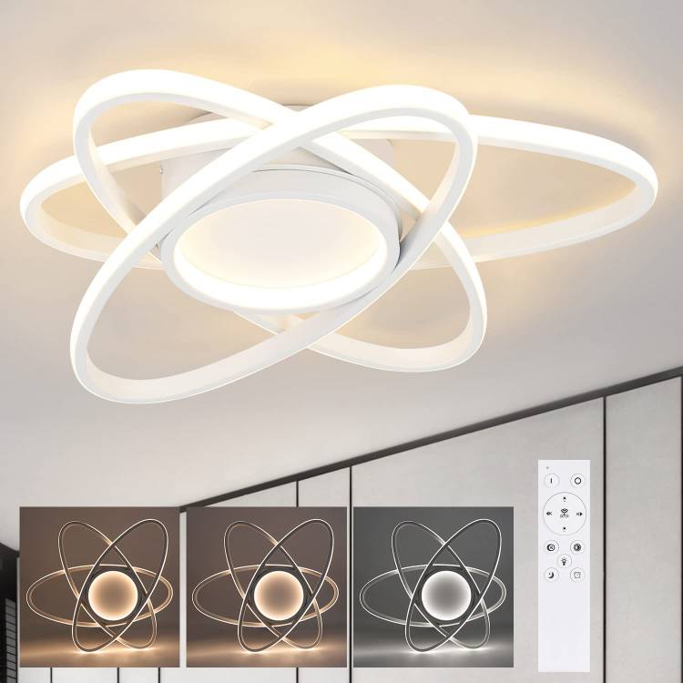 ZMH Deckenlampe LED Deckenleuchte Modern - Schlafzimmerlampe Design mit Fernbedienung 77W Dimmbar Wohnzimmerlampe Wohnzimmer K¨¹chenlampe Deckenbeleuchtung f¨¹r Schlafzimmer K¨¹che Flur B¨¹ro