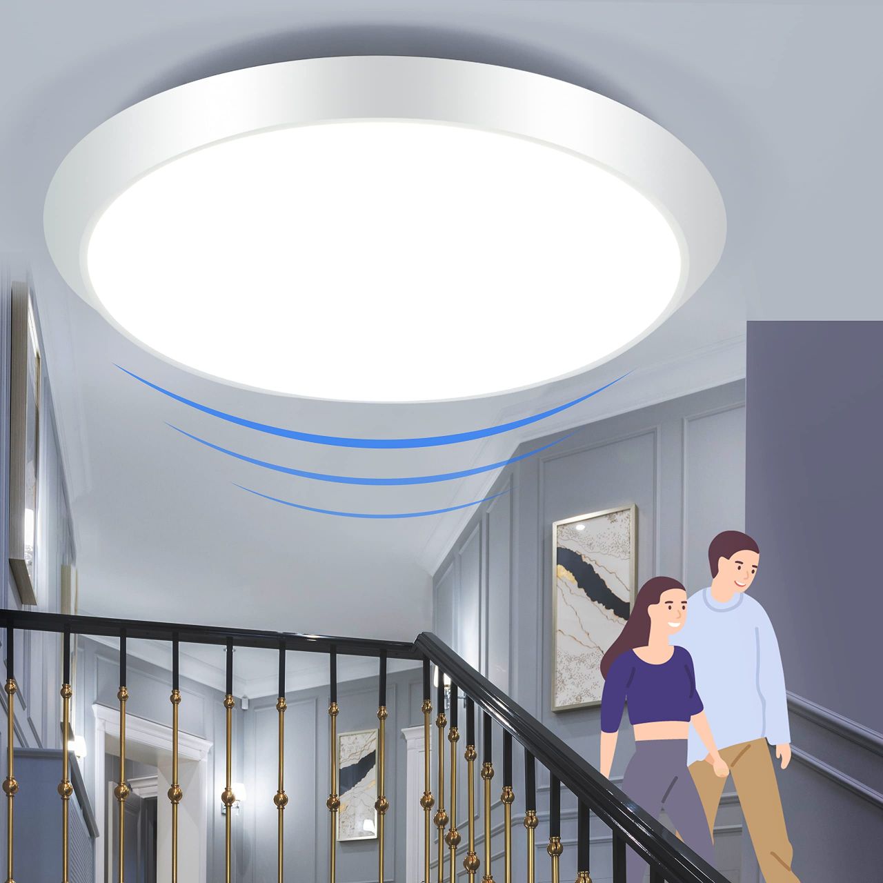 ZMH Deckenlampe LED Deckenleuchte mit Bewegungsmelder - 15W IP44 Wasserdicht Flurlampe Decke Modern Sensor ?30CM Deckenbeleuchtung 4000K f¨¹r Bad Flur Garage Treppenhaus Werkstatt Keller Balkon