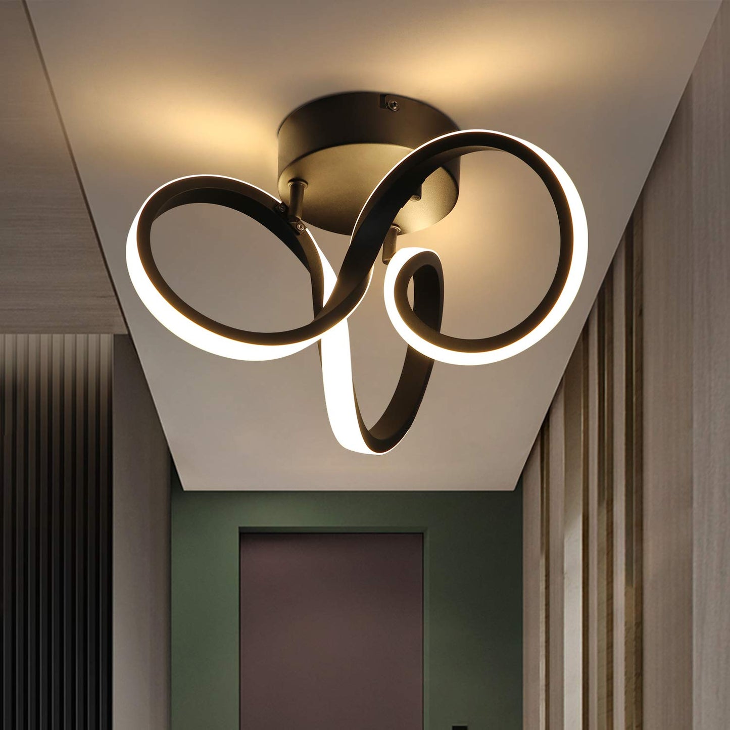 ZMH LED Deckenleuchte wohnzimmer Deckenlampe Schlafzimmer Schwarz ?31cm 19W Innen 3000K Warmwei? f¨¹r Flur B¨¹ro Arbeitszimmer