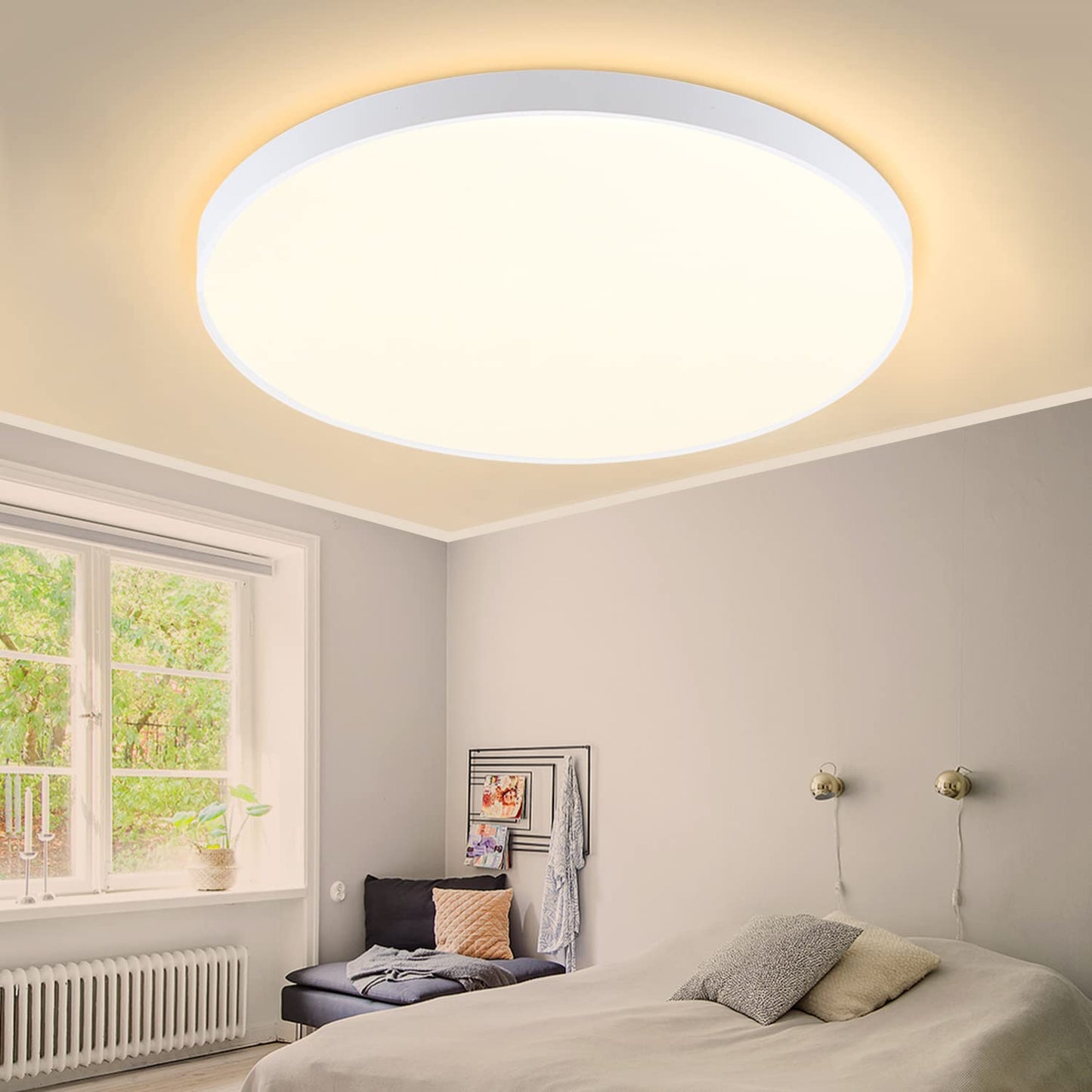 ZMH LED Deckenleuchte Flach Deckenlampe - Badezimmerlampe IP44 Wasserdicht K¨¹chenlampe Rund ?28cm Modern 17W Wei? Flurlampe f¨¹r K¨¹che Wohnzimmer Bad Schlafzimmer Flur Balkon B¨¹ro Eingang Keller