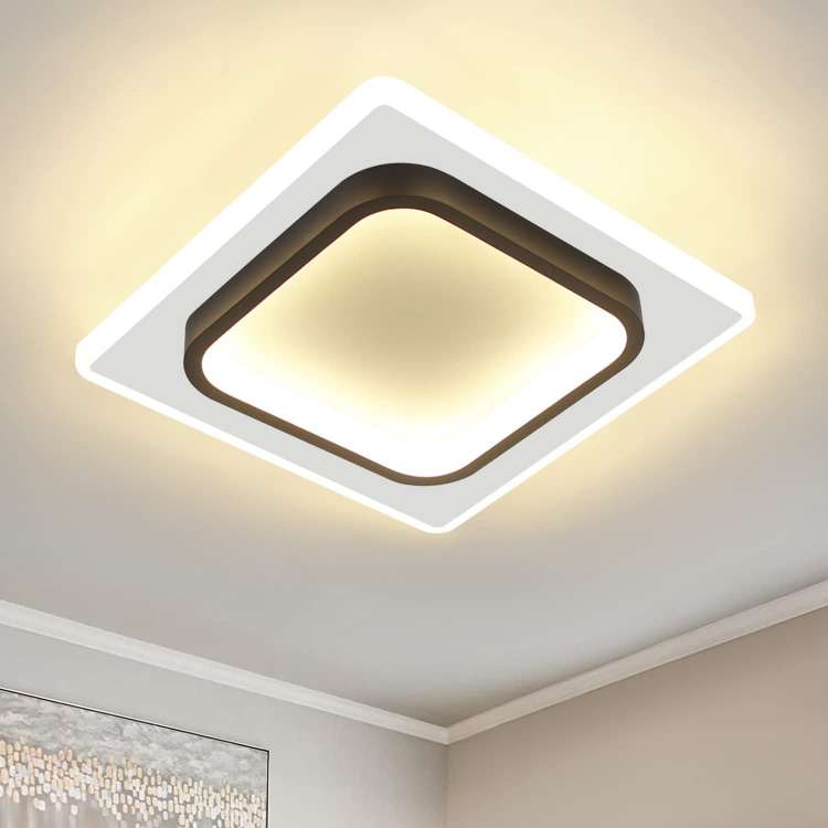 ZMH Deckenlampe LED Deckenleuchte Wohnzimmer - 16W K¨¹chenlampe Warmwei? Schlafzimmerlampe Modern Wohnzimmerlampe Schwarz Flur Deckenbeleuchtung Klein Flurlampe ?23.5cm f¨¹r K¨¹che Schlafzimmer