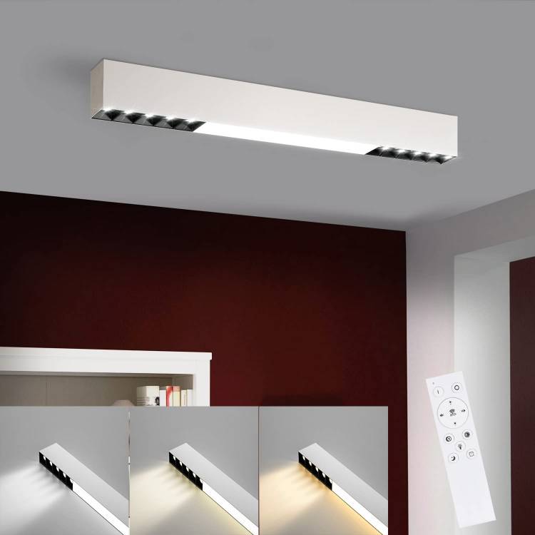 ZMH Deckenlampe LED Deckenleuchte Schlafzimmer - 30W B¨¹rolampe Decke 53CM Lang Wohnzimmerlampe Dimmbar mit Fernbedienung Schlafzimmerlampe Modern B¨¹ro Deckenbeleuchtung f¨¹r Wohnzimmer Flur