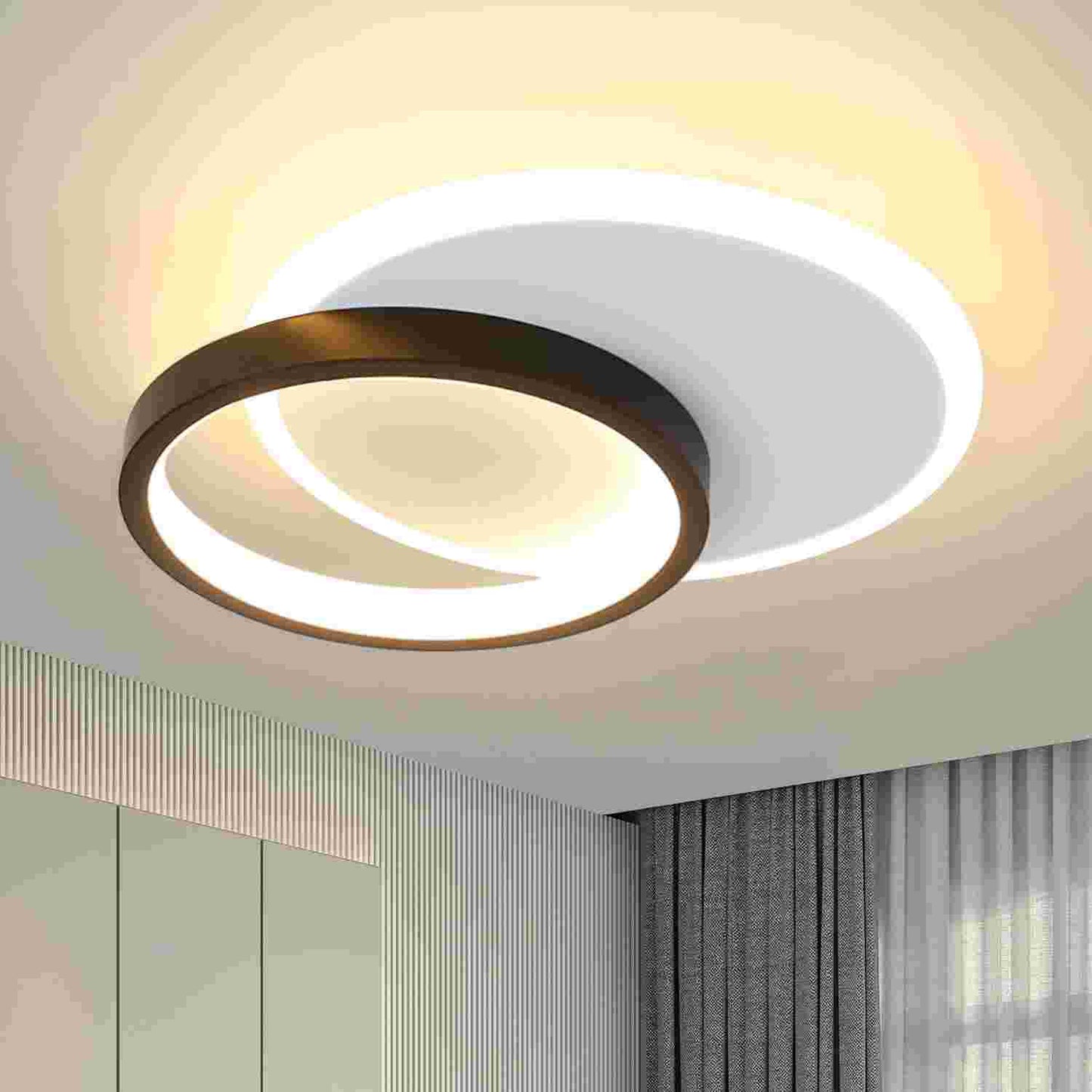 ZMH Deckenlampe LED Deckenleuchte Wohnzimmer - 12W K¨¹chenlampe 3000K Warmwei? Schlafzimmerlampe Modern Design Flurlampe Decke Wohnzimmerlampe Schwarz Rund f¨¹r K¨¹che Schlafzimmer Flur ?24.5cm