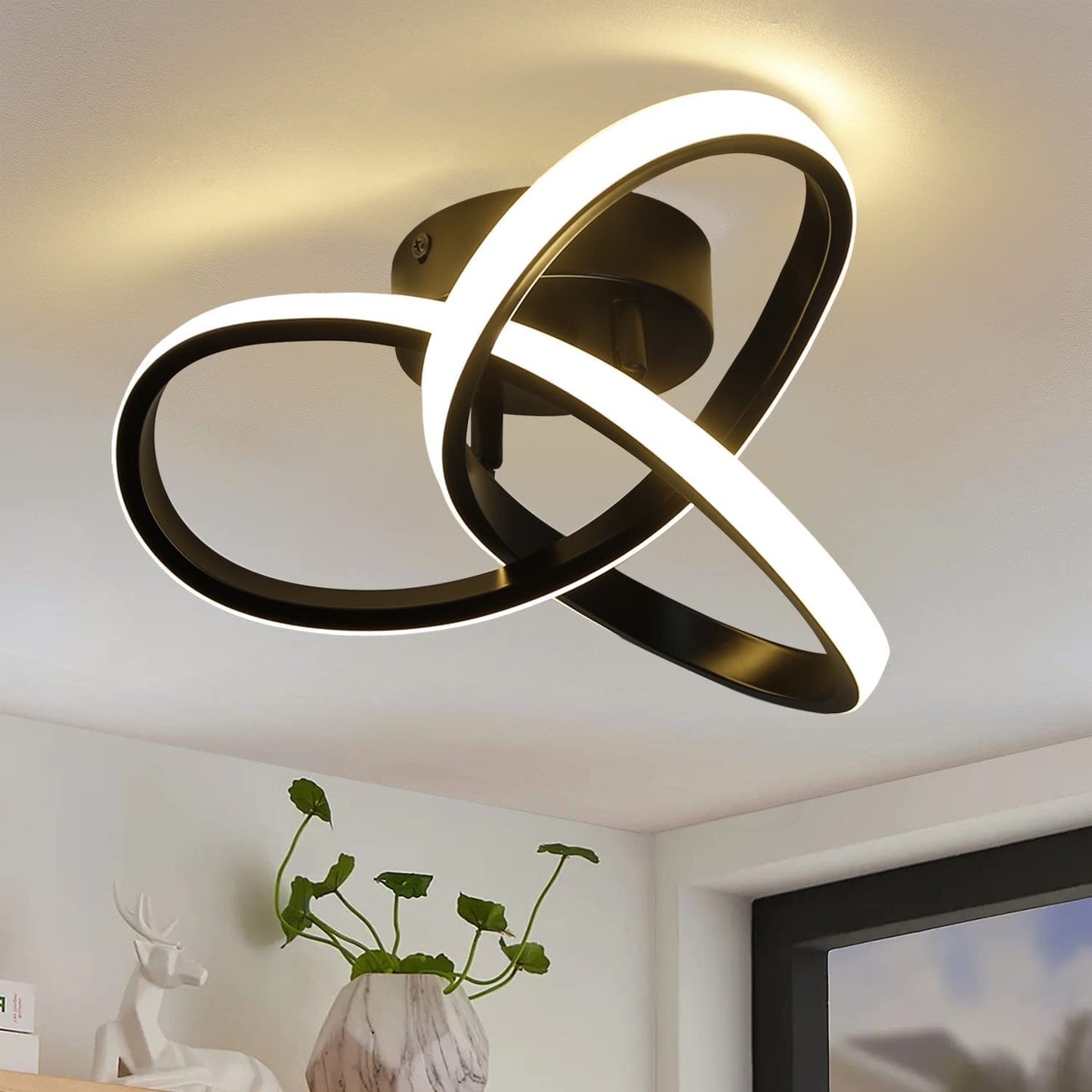 ZMH LED-Deckenleuchten f¨¹r Wohnzimmer - Modernes Design Schlafzimmer Deckenleuchte Schwarz 17W 1400Lm 3000K Warmwei? K¨¹che Deckenleuchte f¨¹r Flur Esszimmer Korridor
