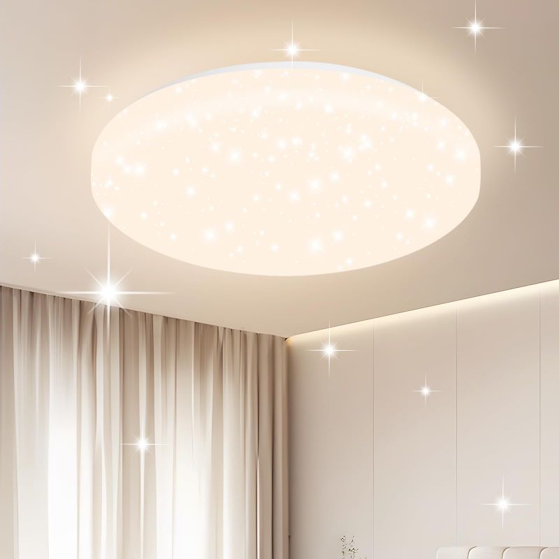 ZMH Deckenlampe LED Deckenleuchte Schlafzimmer - ?21cm Schlafzimmerlampe Sternenhimmel 15W Flurlampe Neutralwei? K¨¹chenlampe Rund Flur Deckenbeleuchtung Sternendekor f¨¹r K¨¹che Kinderzimmer Esszimmer