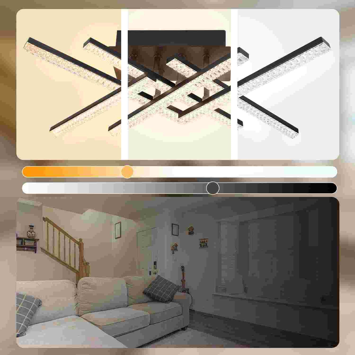 ZMH Deckenlampe LED Deckenleuchte Wohnzimmer - 36W Dimmbar Schwarz Wohnzimmerlampe Design mit Metall Deckenbeleuchtung f¨¹r K¨¹che Esszimmer Jugendzimmer Schlafzimmer
