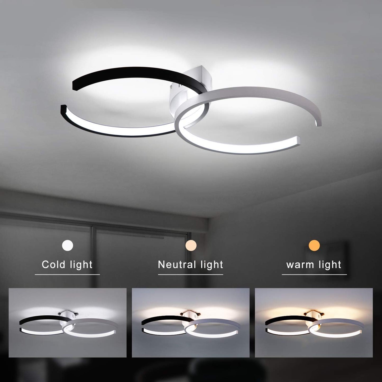 ZMH LED Deckenleuchte Wohnzimmer Deckenlampe Modern Schlafzimmer 54cm 37W Dimmbar mit Fernbedienung Wohnzimmerlampe aus Metall Design Schlafzimmerlampe f¨¹r Esszimmer Arbeitszimmer