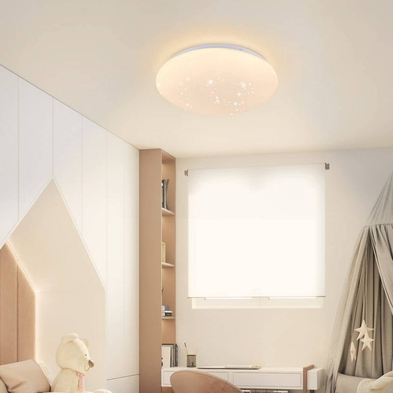 ZMH Deckenlampe LED Deckenleuchte Schlafzimmer - 18W Schlafzimmerlampe Sternenhimmel Warmwei? ?30cm Rund Bad Deckenbeleuchtung IP44 Wasserdicht Badlampe f¨¹r Wohnzimmer Kinderzimmer K¨¹che Flur