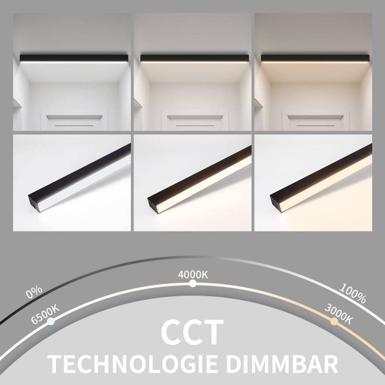 ZMH Deckenlampe LED Deckenleuchte Dimmbar - 44W Wohnzimmer Schwarz Modern B¨¹ro Deckenbeleuchtung 80CM Lang Wohnzimmerlampe mit Fernbedienung B¨¹rolampe Decke f¨¹r K¨¹che Flur Schlafzimmer