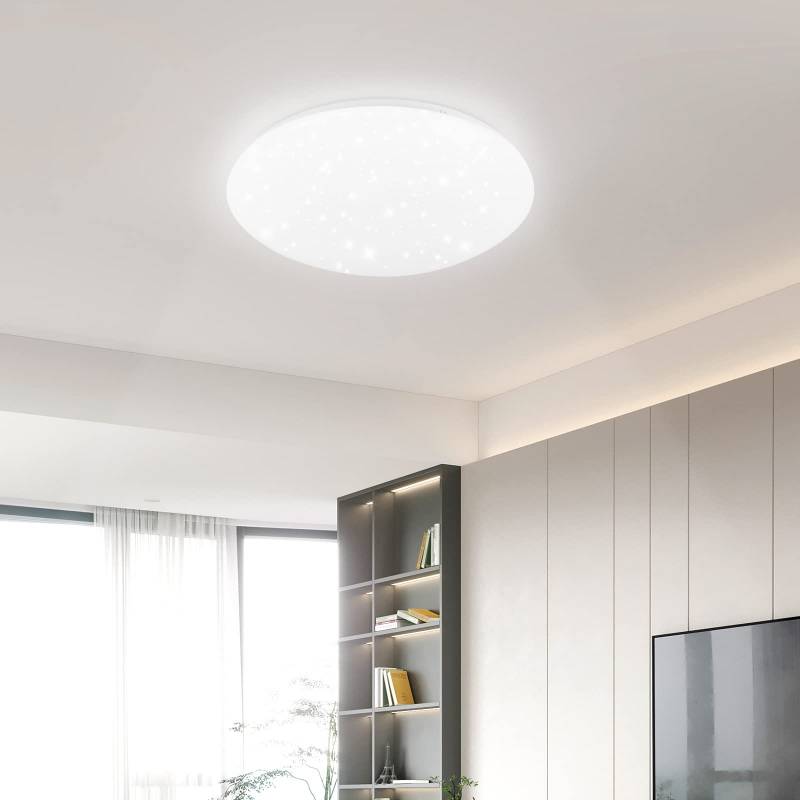 ZMH Deckenlampe LED Deckenleuchte Schlafzimmer - ?30cm Schlafzimmerlampe Sternenhimmel Kaltwei? 18W Badezimmer Deckenbeleuchtung IP44 Wasserdicht Badlampe Rund f¨¹r Bad K¨¹che Kinderzimmer Flur
