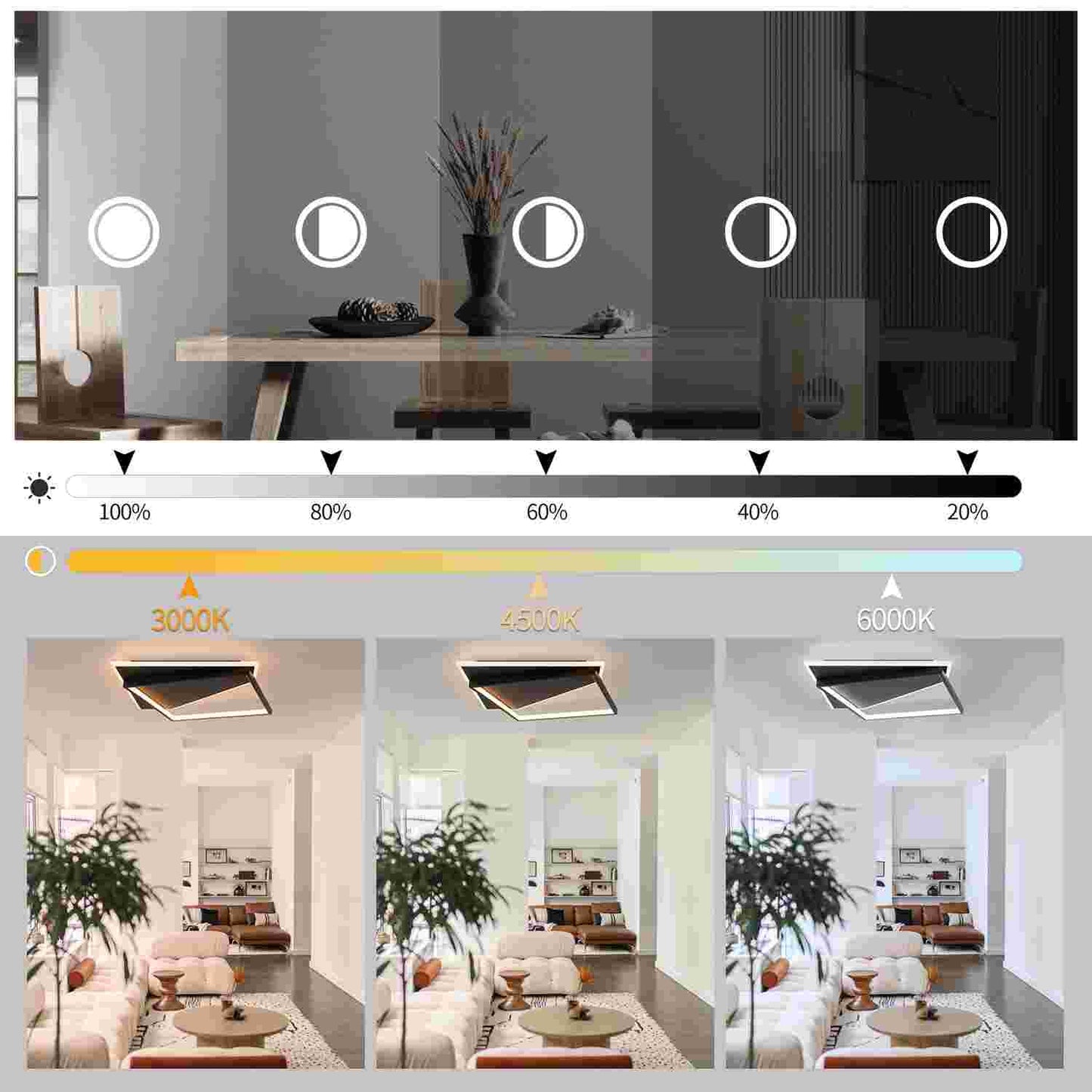 ZMH Deckenlampe LED Deckenleuchte Modern - Design 53W Wohnzimmerlampe Schwarz Dimmbar mit Fernbedienung Schlafzimmerlampe Wohnzimmer Deckenbeleuchtung f¨¹r Schlafzimmer K¨¹che Flur B¨¹ro