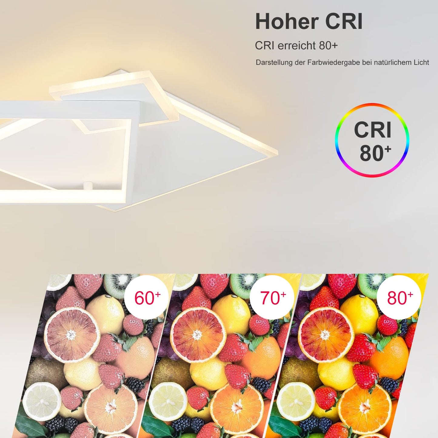 ZMH Deckenlampe LED Deckenleuchte Wohnzimmer - Dimmbar Wohnzimmerlampe 50W Modern Design mit Fernbedienung aus Metall Deckenbeleuchtung f¨¹r Esszimmer K¨¹che Jugendzimmer Schlafzimmer/Wei?