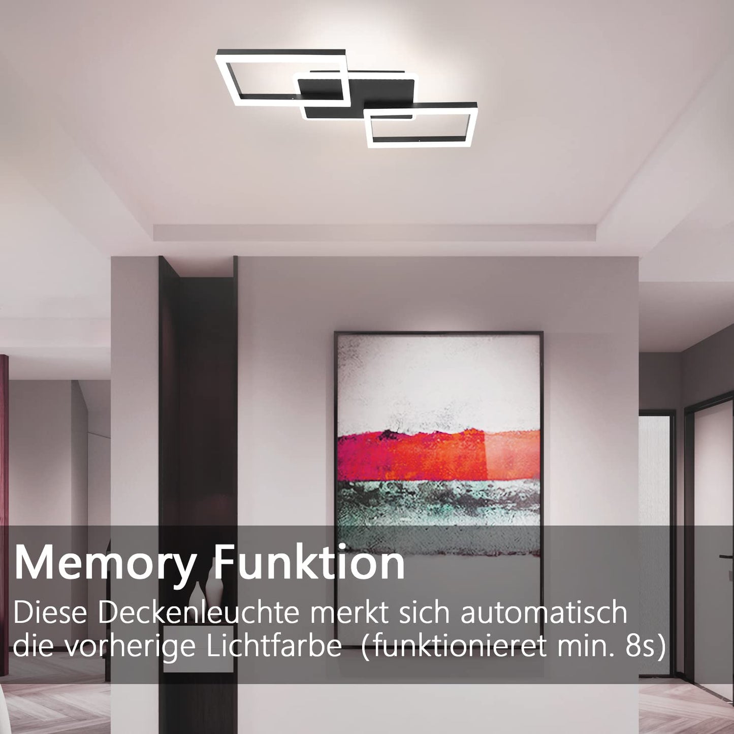 ZMH LED Deckenleuchte Wohnzimmer Deckenlampe - 48W Dimmbar Schlafzimmerlampe Schwarz Flach Design mit Fernbedienung aus Metall Modern K¨¹chenlampe f¨¹r Schlafzimmer Esszimmer K¨¹che Flur Kinderzimmer