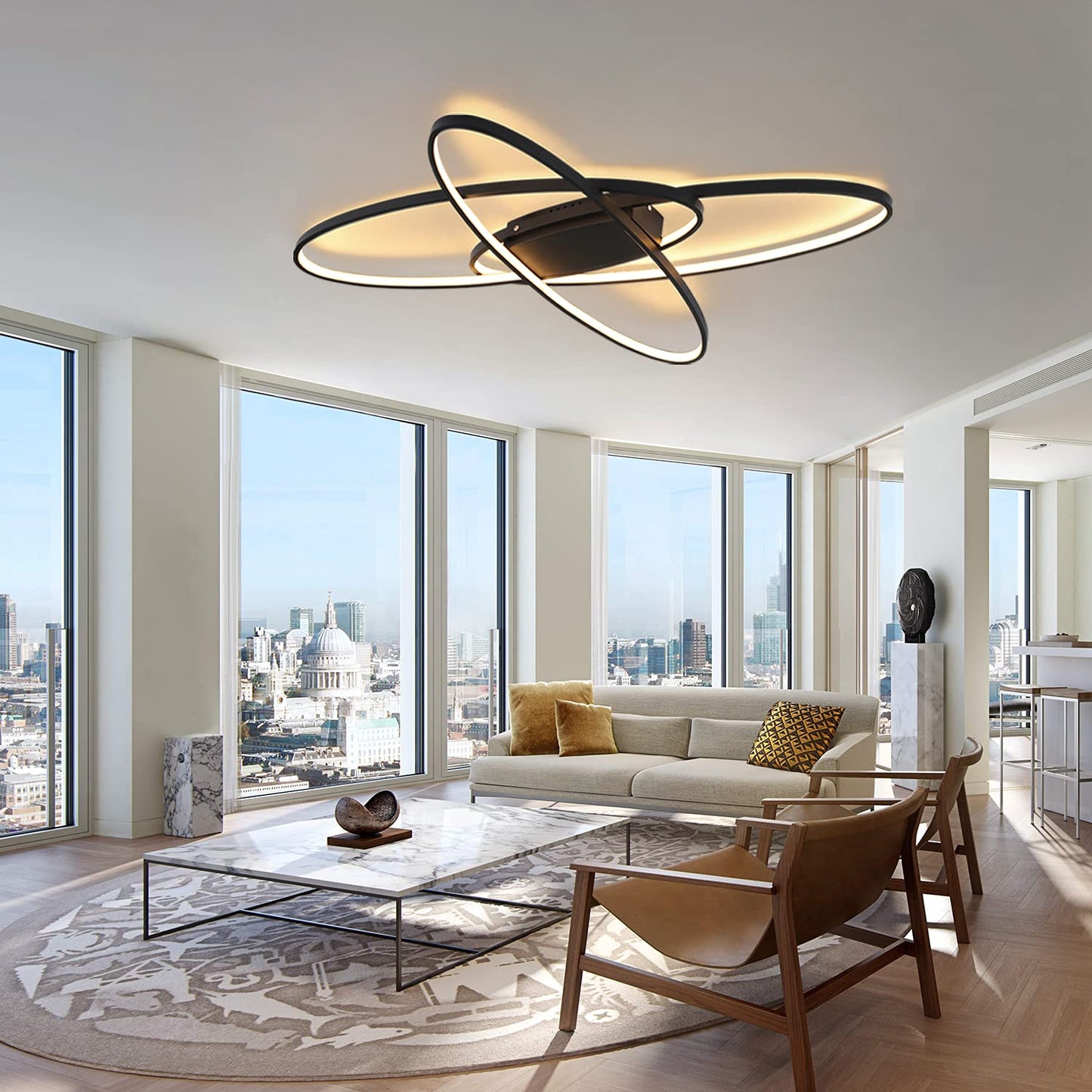 ZMH LED Deckenleuchte Dimmbar Schwarz Deckenlampe Modern Wohnzimmerlampe 75W mit Fernbedienung Innen Schlafzimmerlampe Deckenbeleuchtung f¨¹r Wohnzimmer Schlafzimmer K¨¹che esszimmer und B¨¹ro