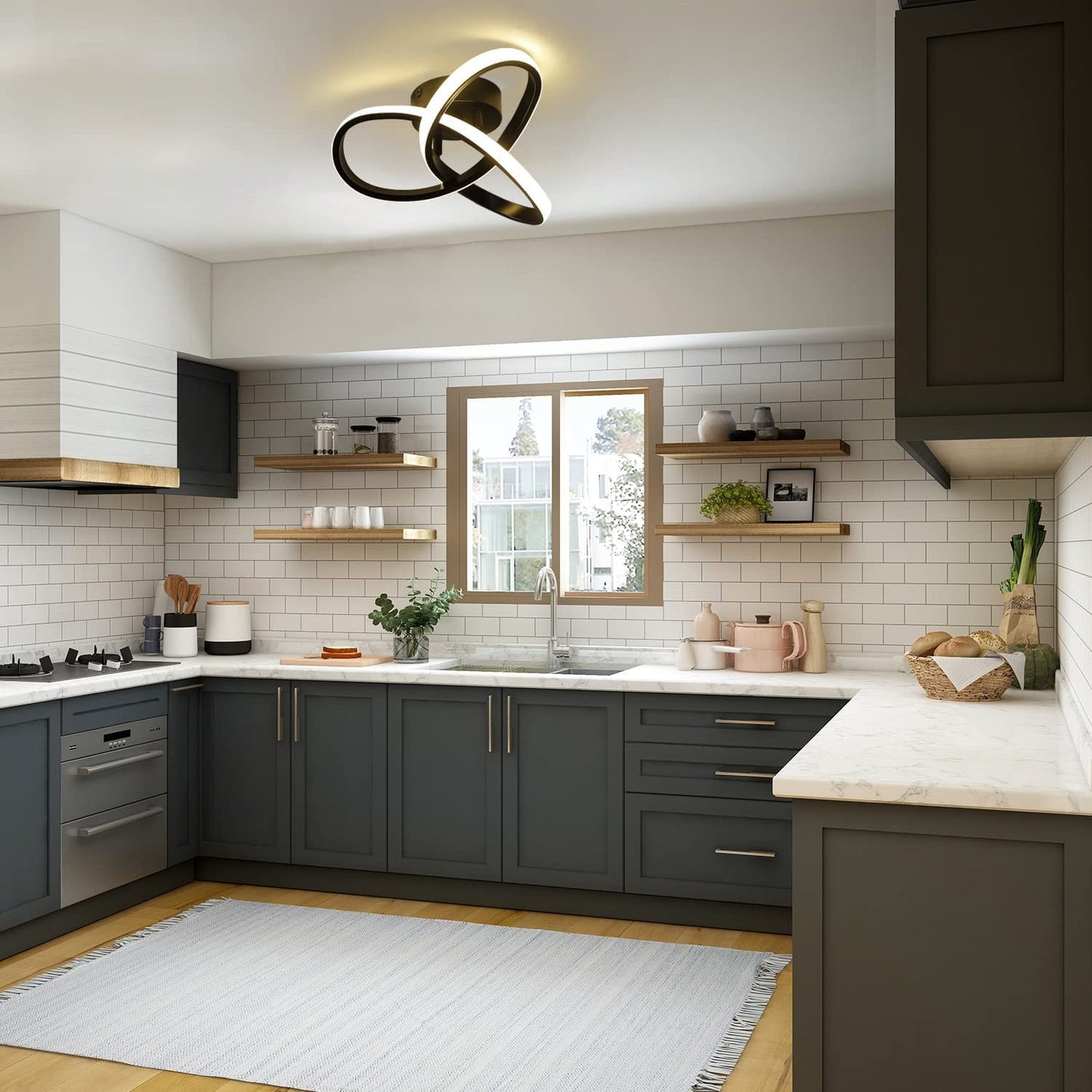 ZMH LED-Deckenleuchten f¨¹r Wohnzimmer - Modernes Design Schlafzimmer Deckenleuchte Schwarz 17W 1400Lm 3000K Warmwei? K¨¹che Deckenleuchte f¨¹r Flur Esszimmer Korridor